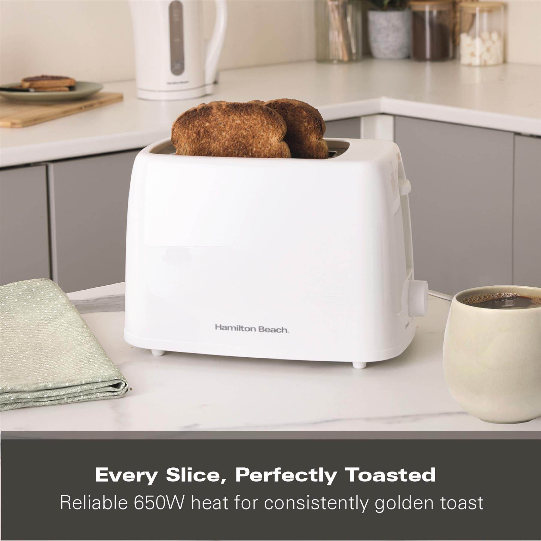 Hamilton Beach Essential 2 Slice Plastic Toaster - White - Hamilton Beach UK