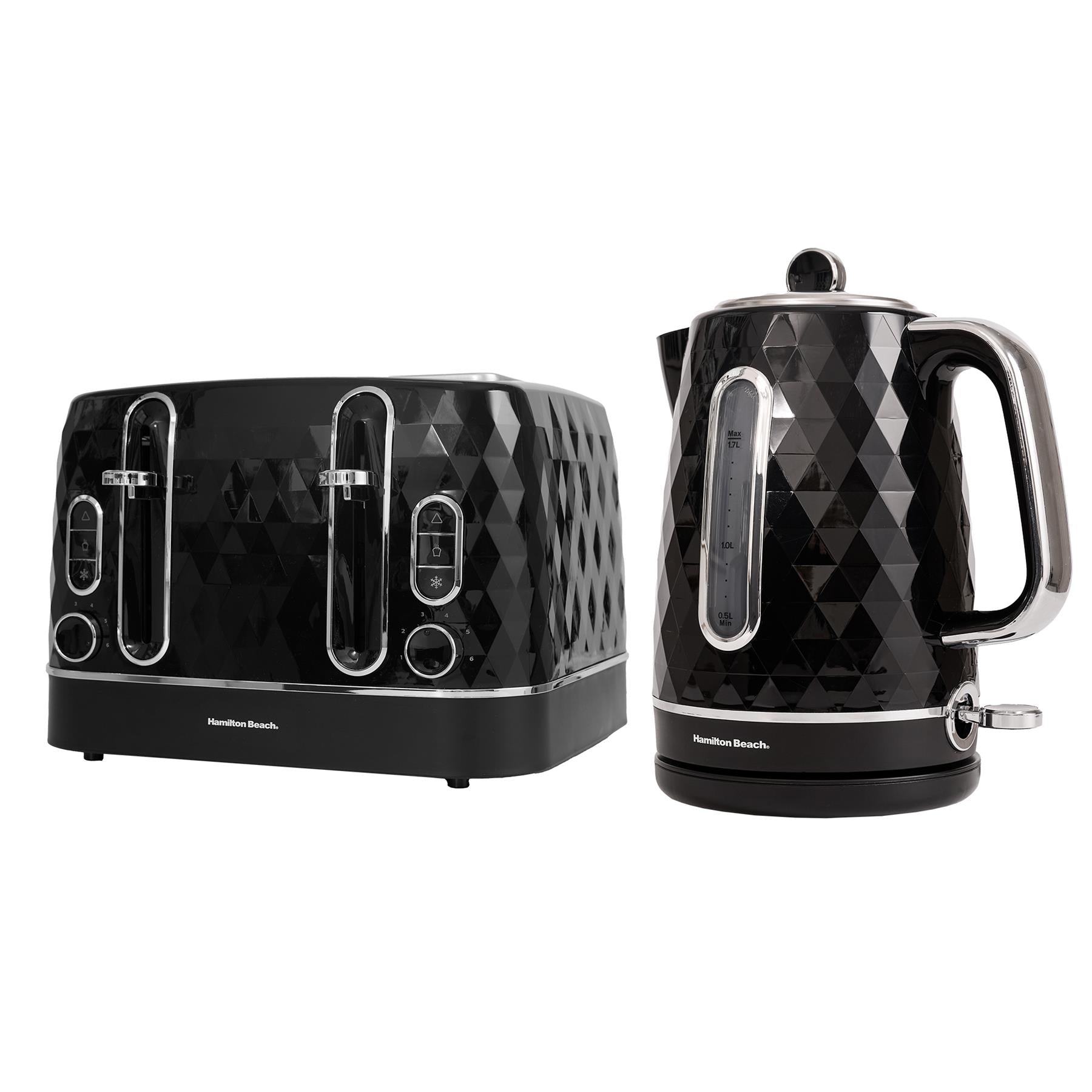 Hamilton Beach Diamond Kettle & Toaster Set Black