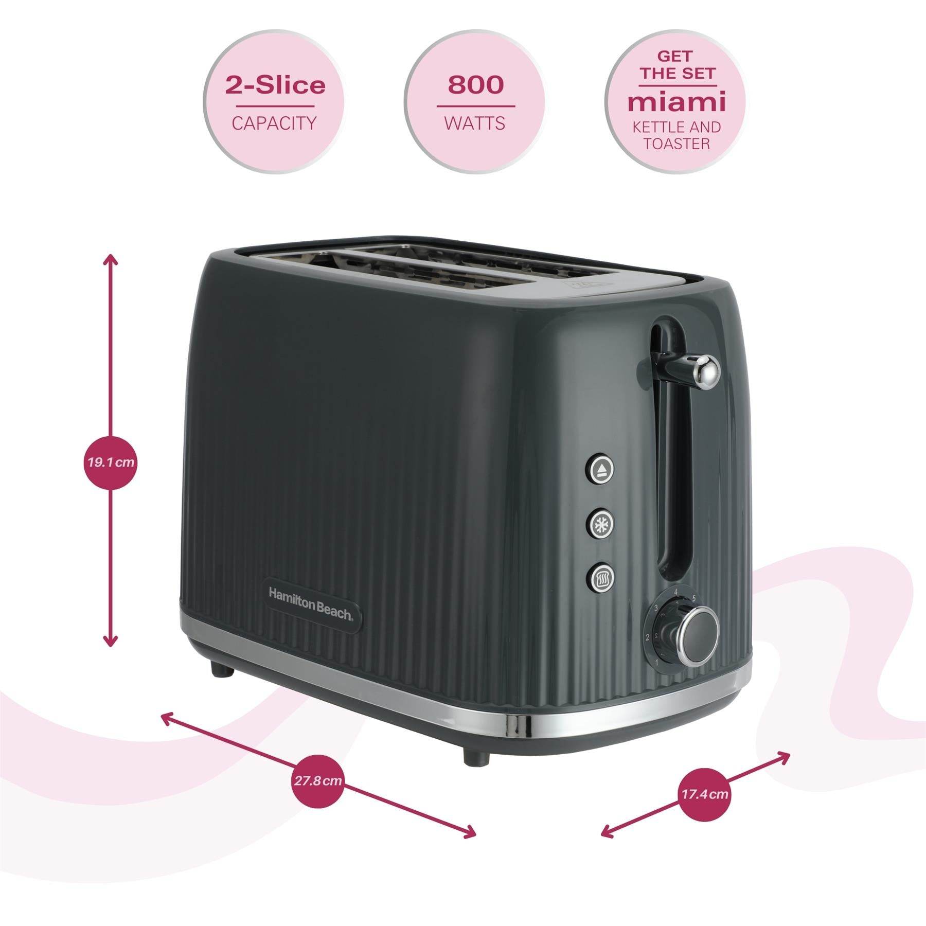 Hamilton Beach Miami 2 Slice Toaster - Charcoal Grey - Hamilton Beach UK
