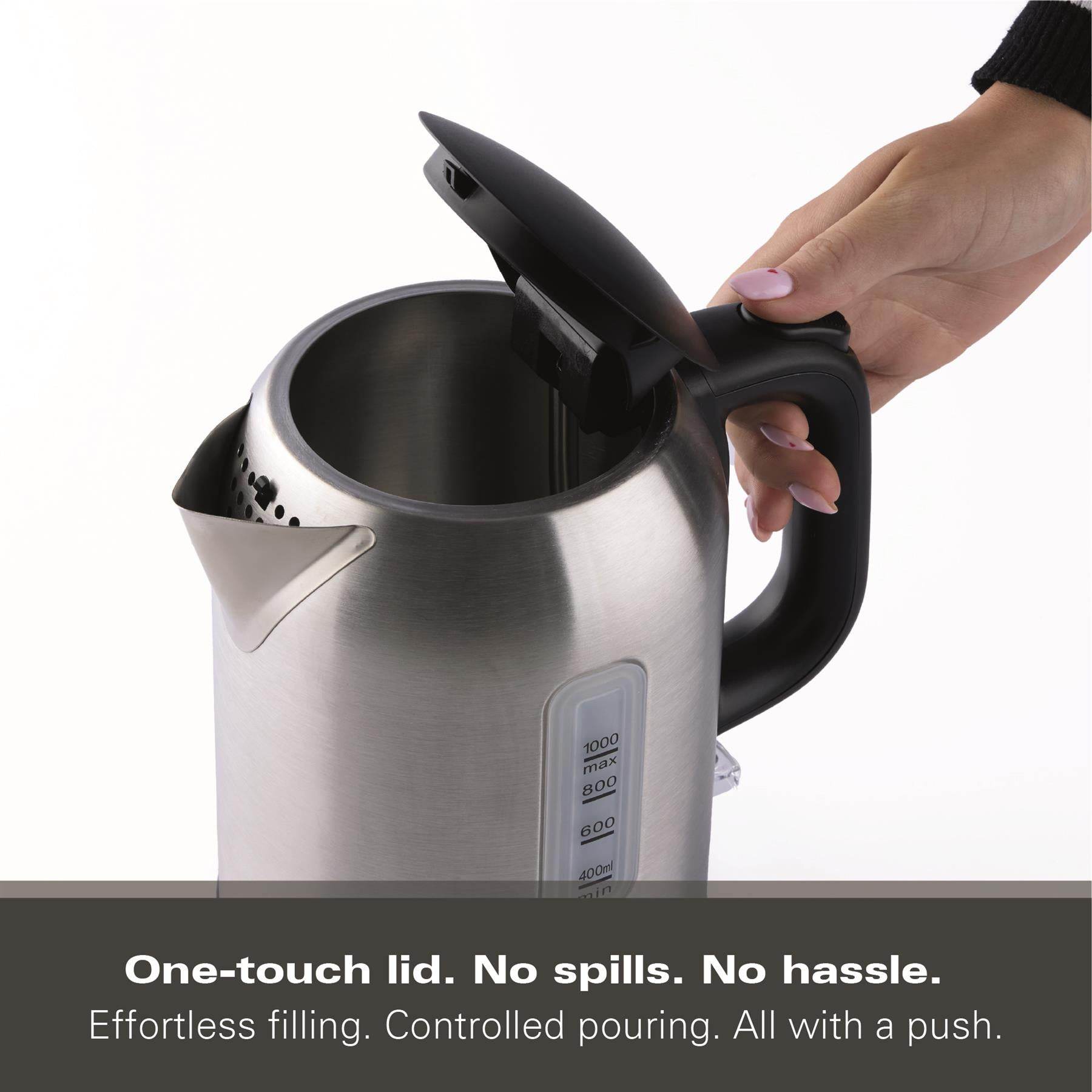 Hamilton Beach Compact 1L Kettle - Brushed Stainless Steel - Hamilton Beach UK