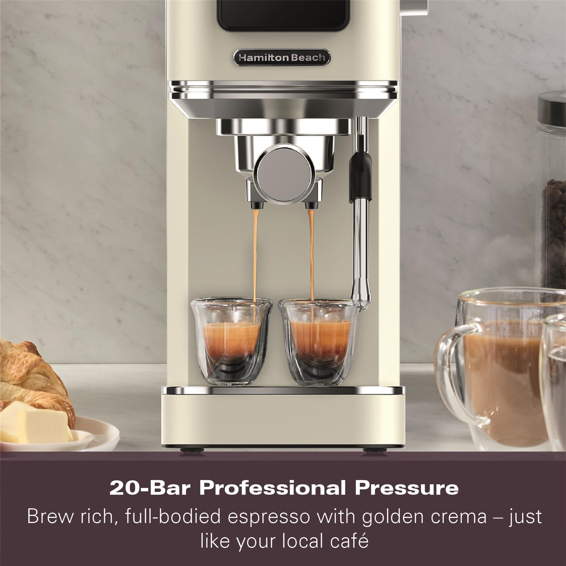 Hamilton Beach BaristaPro Touch 5-in-1 Espresso Machine Cream