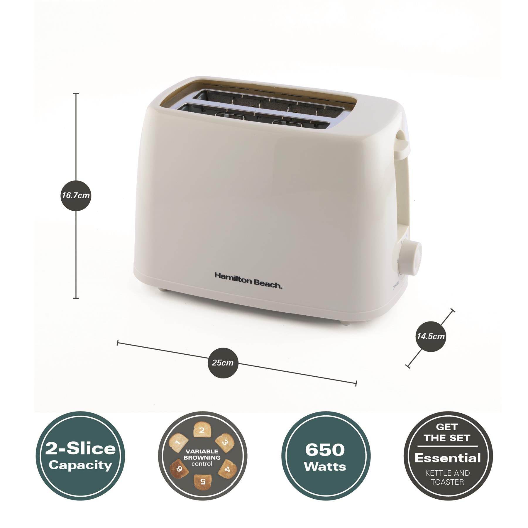 Hamilton Beach Essential 2 Slice Plastic Toaster - Cream - Hamilton Beach UK