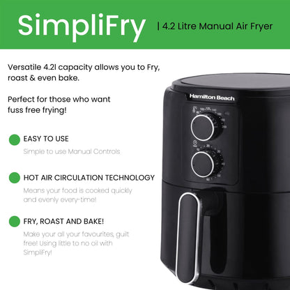 Hamilton Beach SimpliFry 4.2L Manual Air Fryer