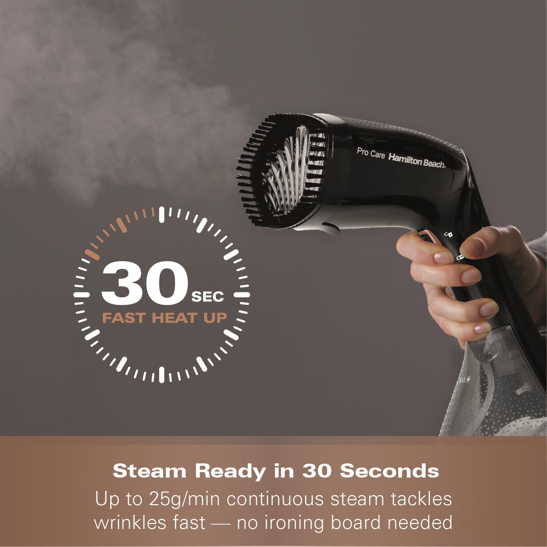 Hamilton Beach ProCare Handheld Garment Steamer - Black & Bronze