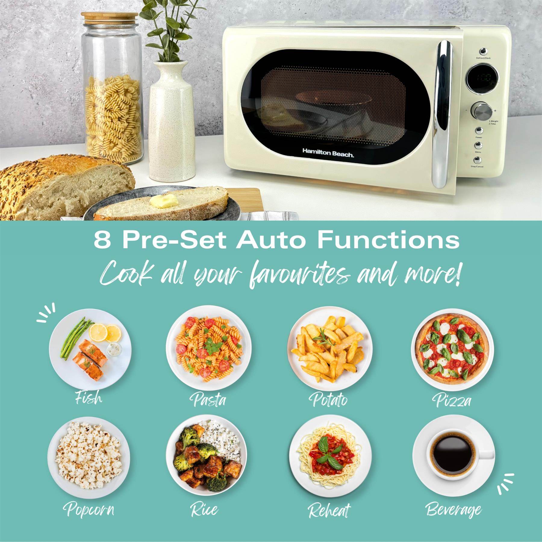 Hamilton Beach 20L Retro Microwave - Cream - Hamilton Beach UK