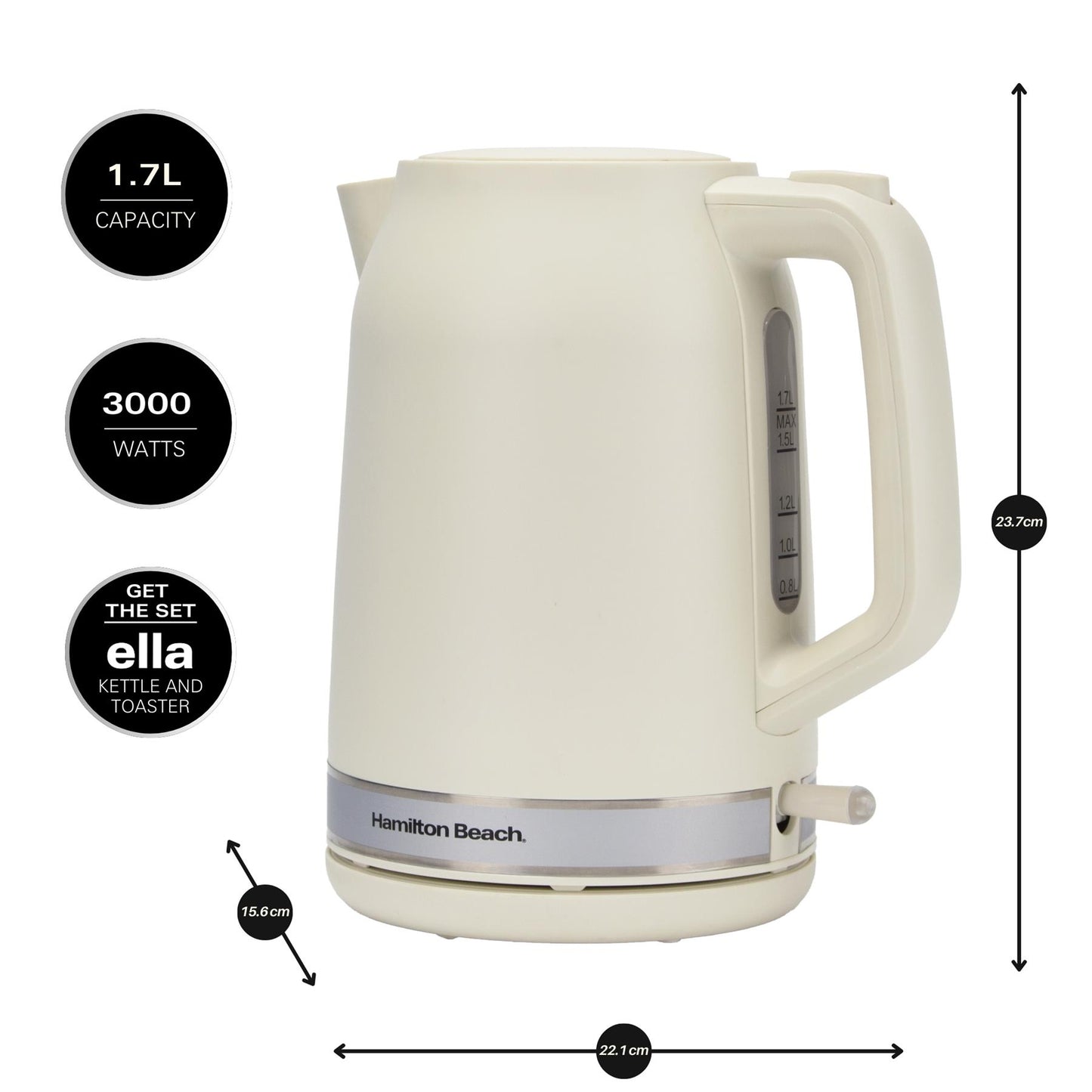 Hamilton Beach Ella 1.7L Matte Kettle