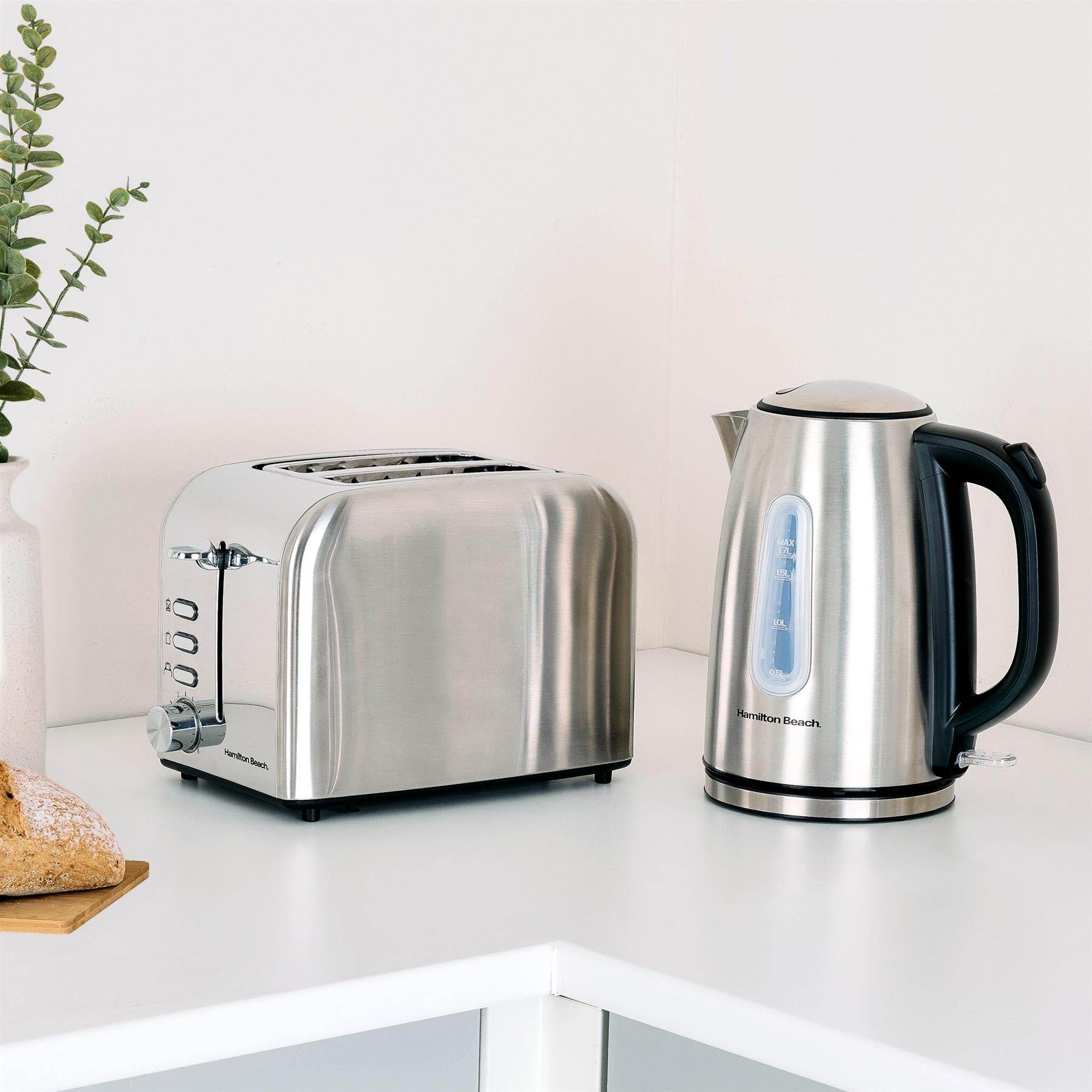 Hamilton Beach Rise Kettle & 2 Slice Toaster Set - Brushed - Hamilton Beach UK