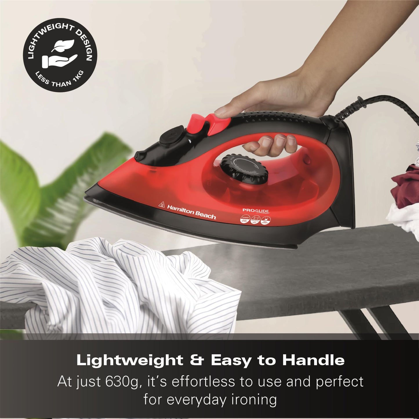Hamilton Beach ProGlide 2200W Corded Steam Iron - Red & Black