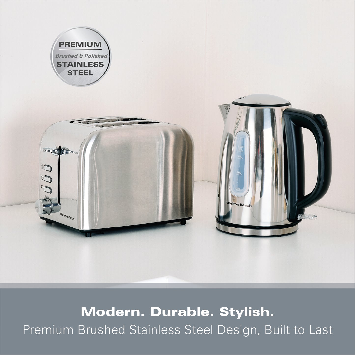 Hamilton Beach Rise 1.7L Polished Stainless Steel Kettle