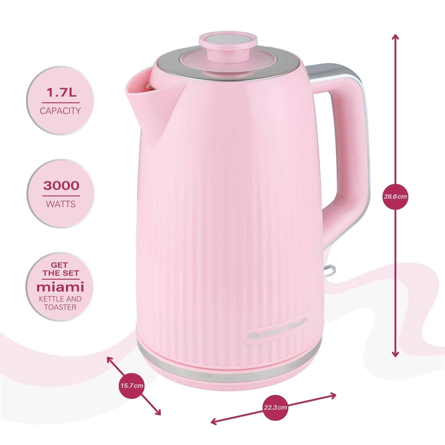 Hamilton Beach Miami 1.7L Kettle - Flamingo Pink - Hamilton Beach UK
