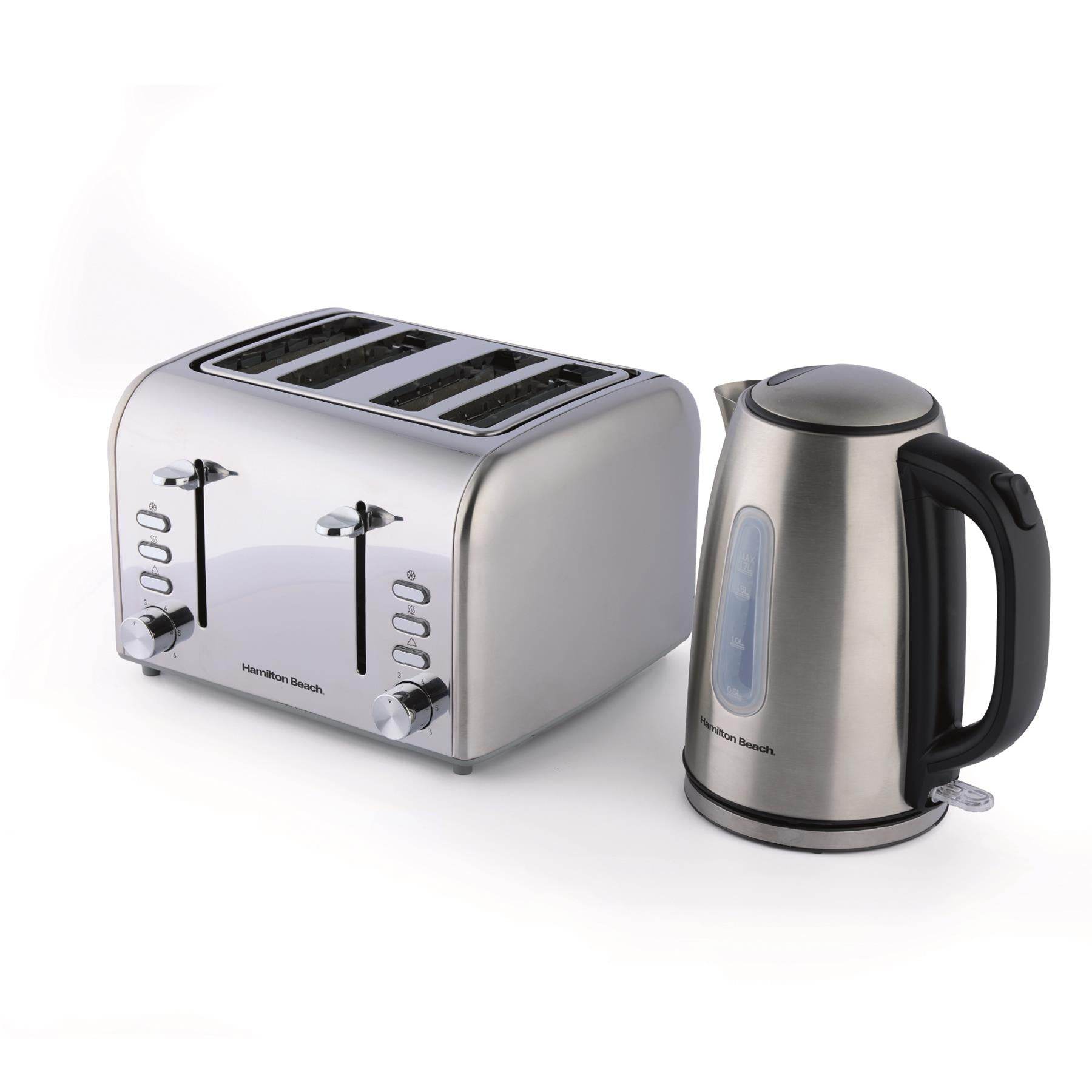 Hamilton Beach Rise Kettle & 4 Slice Toaster Set - Brushed - Hamilton Beach UK