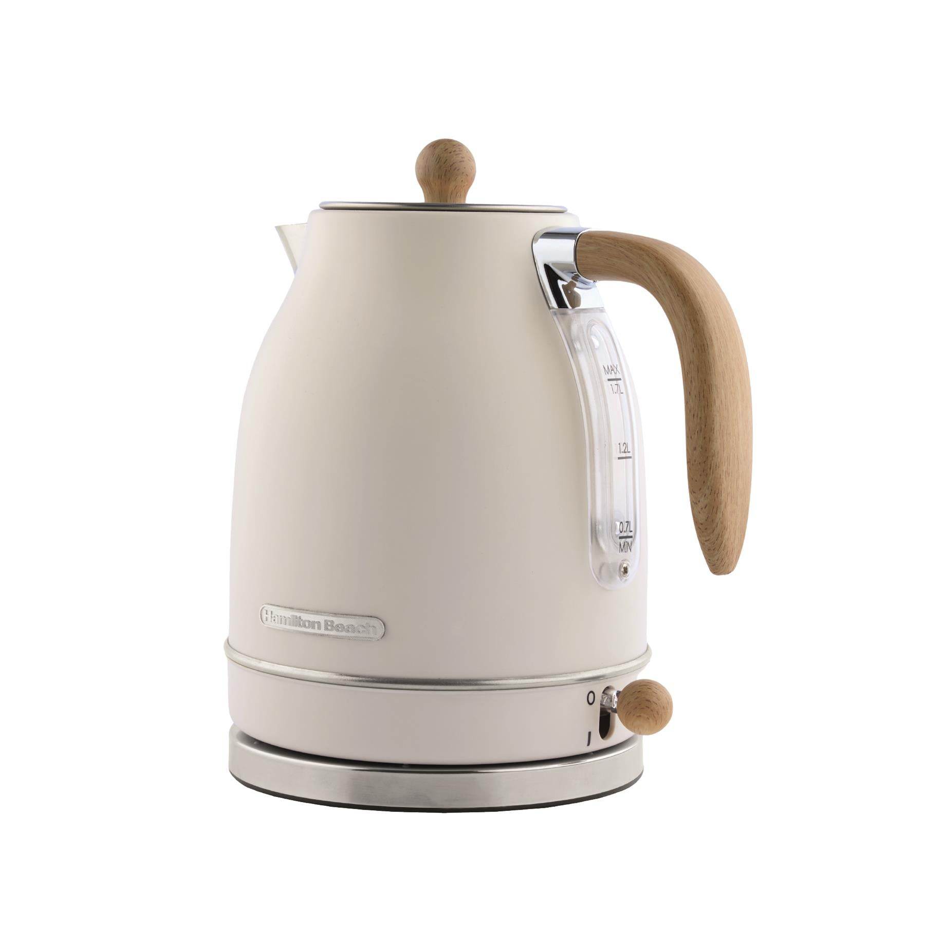 Hamilton Beach Scandi 1.7L Jug Kettle - Matte Cream with Wood Effect - Hamilton Beach UK