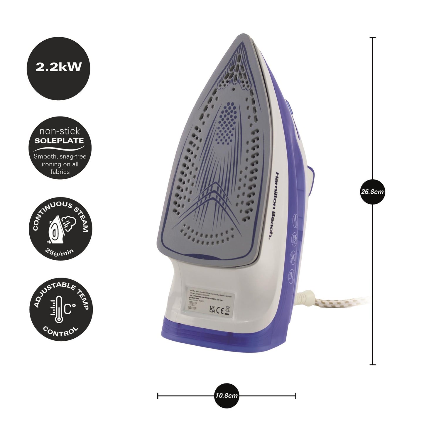 Hamilton Beach SteamMax 2200W Blue & White Steam Iron