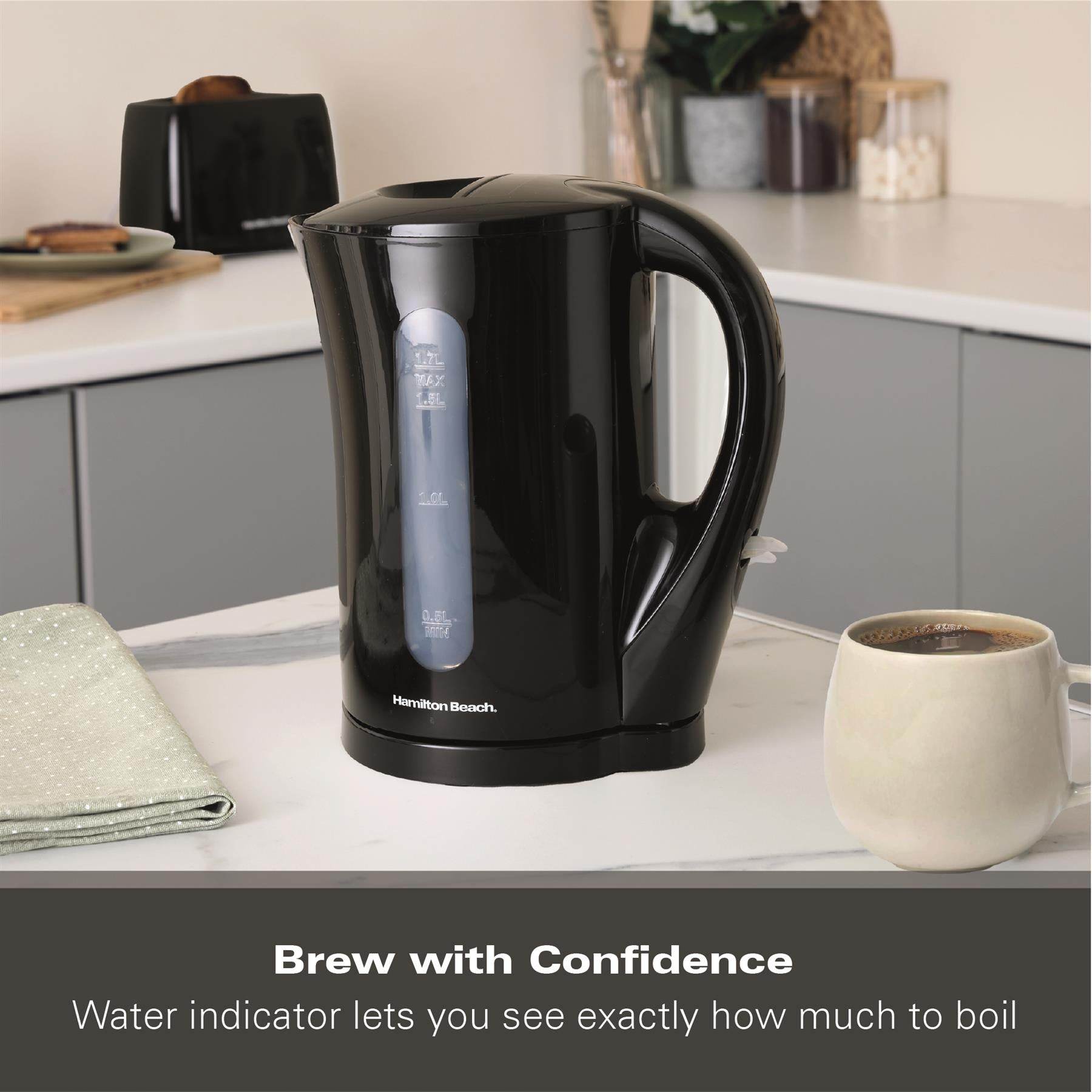 Hamilton Beach Essential 1.7L Plastic Kettle - Black - Hamilton Beach UK