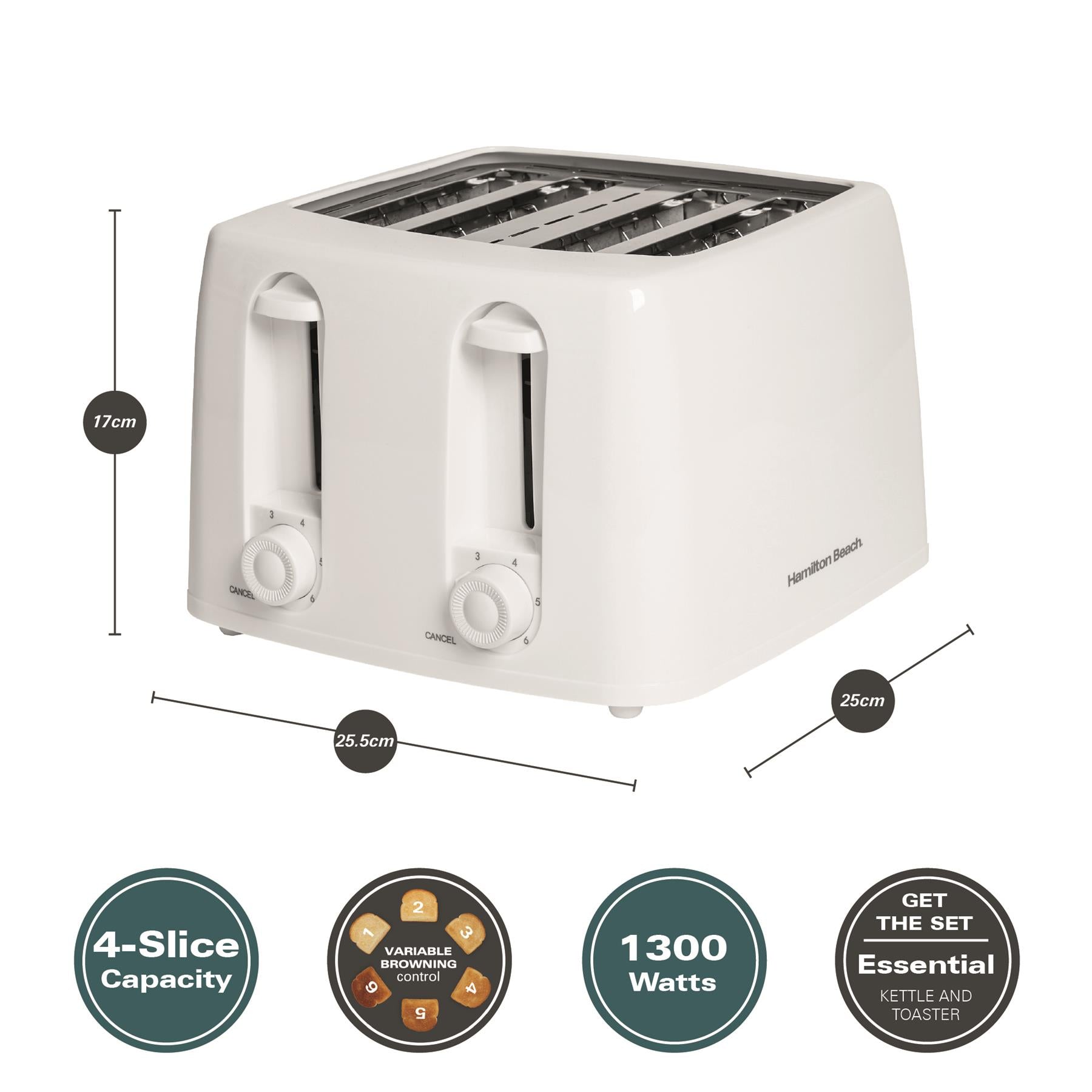 Hamilton Beach Essentials 4 Slice Toaster White