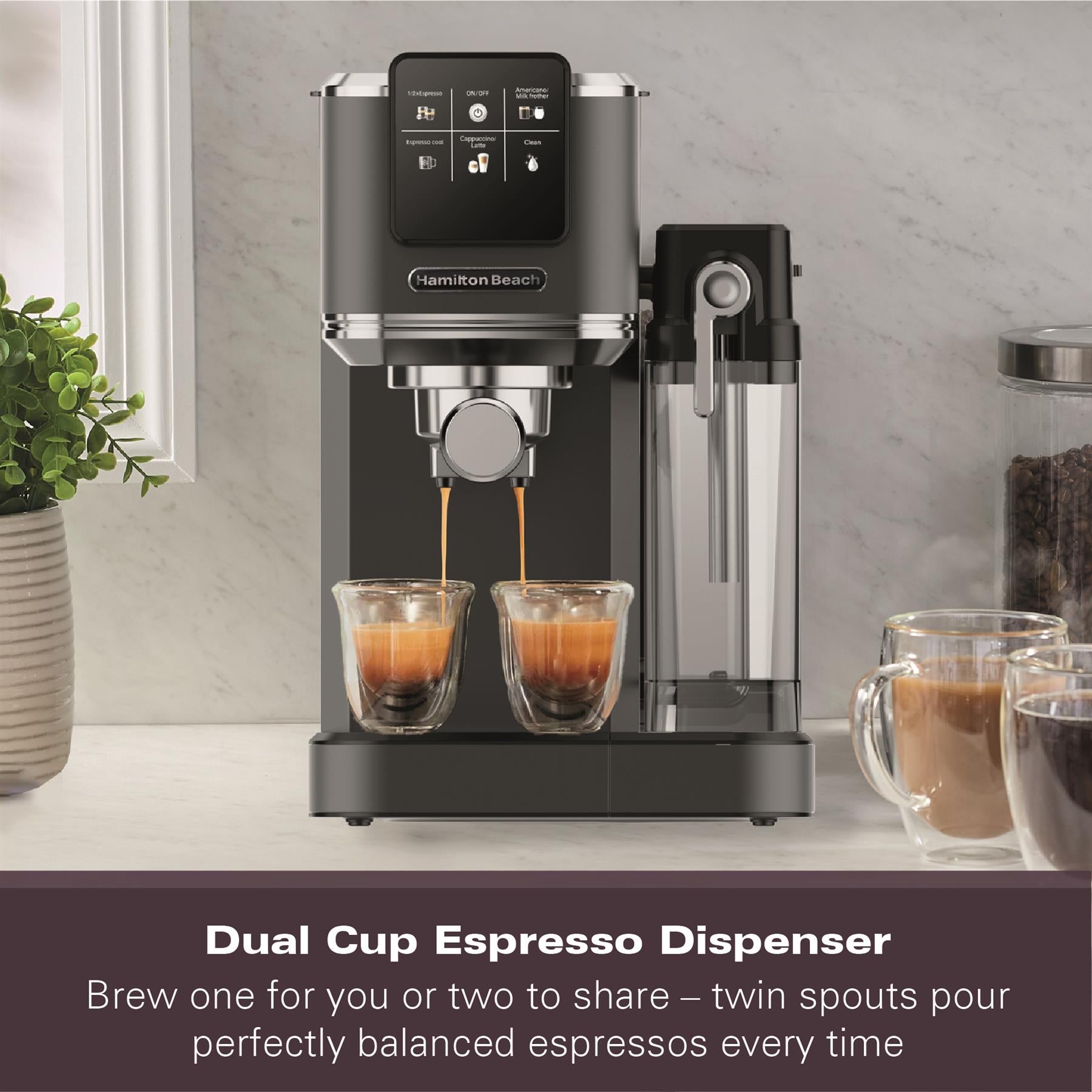 Hamilton Beach BaristaPro+ Touch 8-in-1 Espresso Machine Black