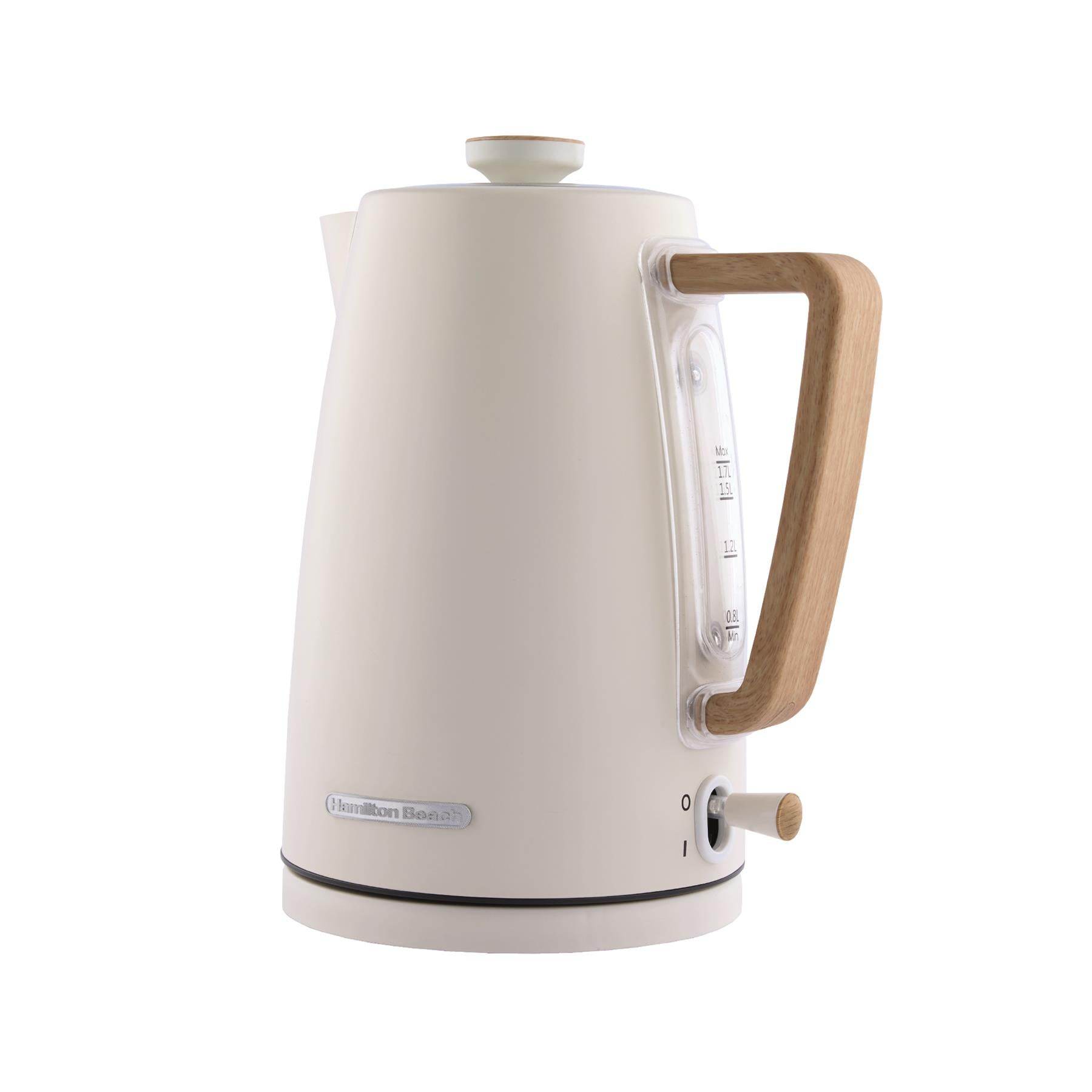 Hamilton Beach Scandi 1.7L Kettle - Matte Cream with Wood Effect - Hamilton Beach UK