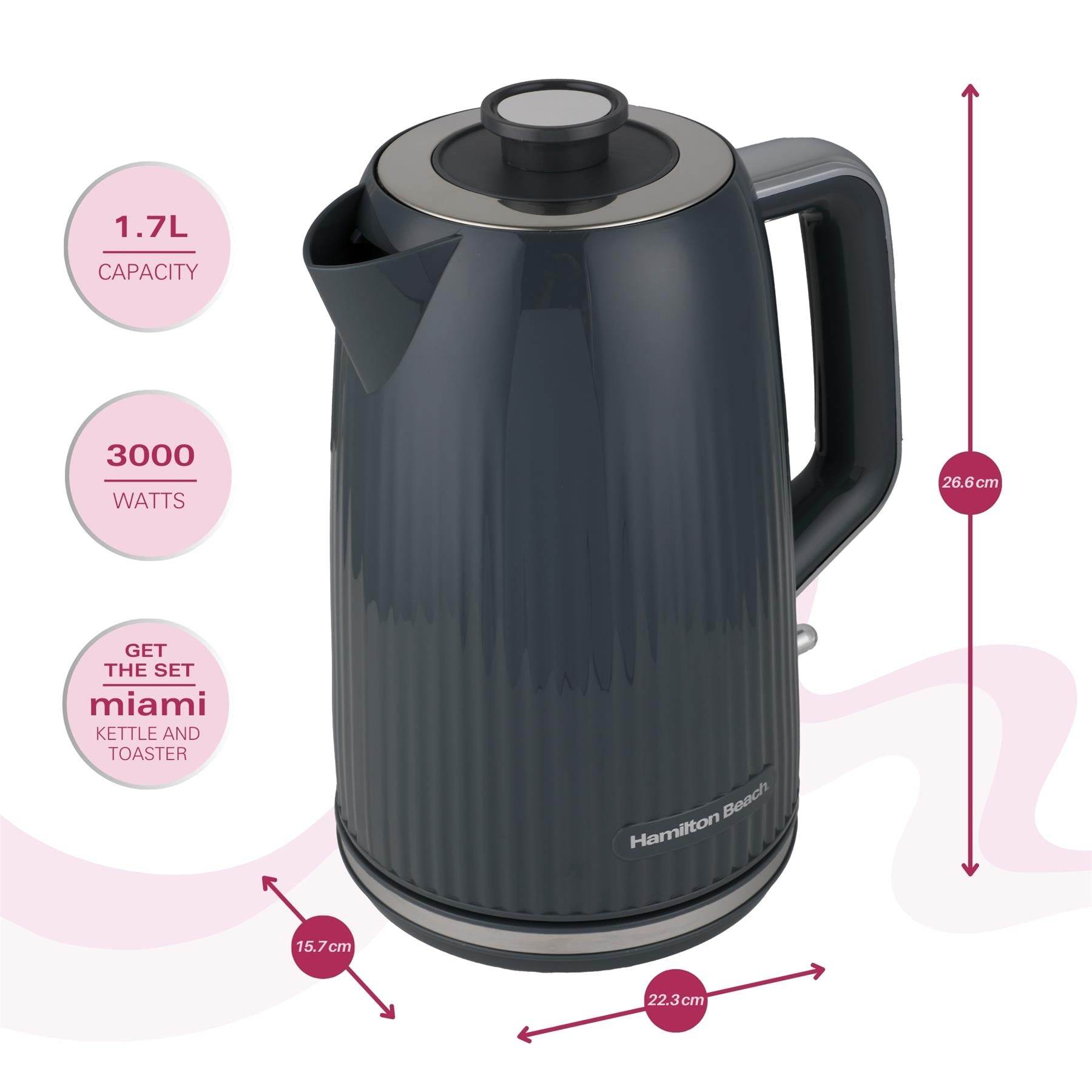 Hamilton Beach Miami 1.7L Kettle - Charcoal Grey - Hamilton Beach UK