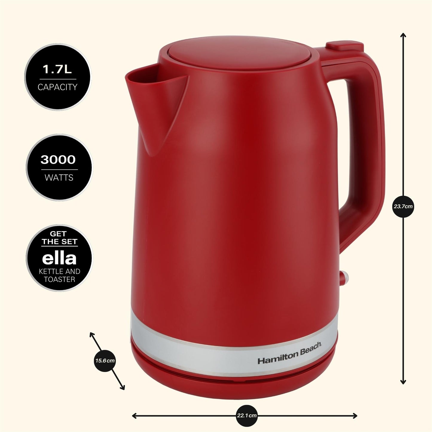 Hamilton Beach Ella 1.7L Matte Kettle