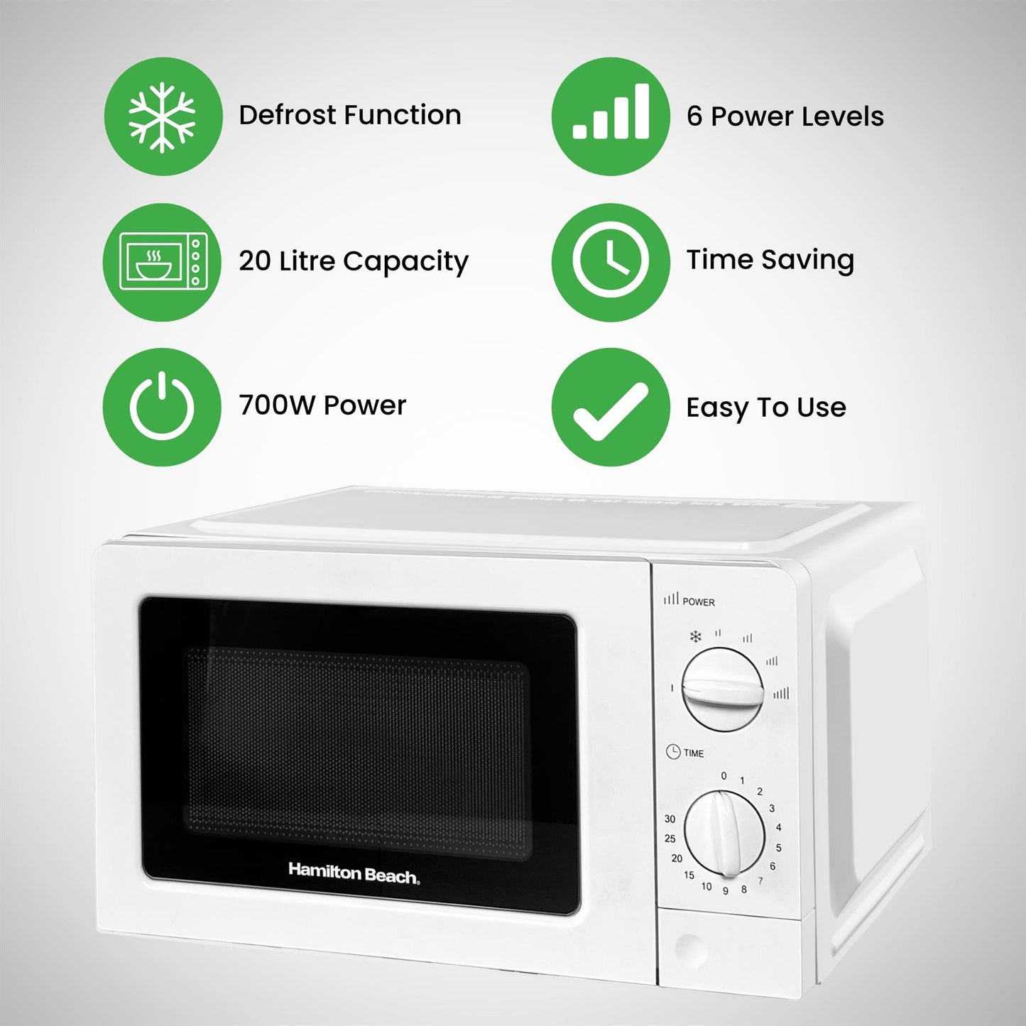 Hamilton Beach 20L Standard White Microwave