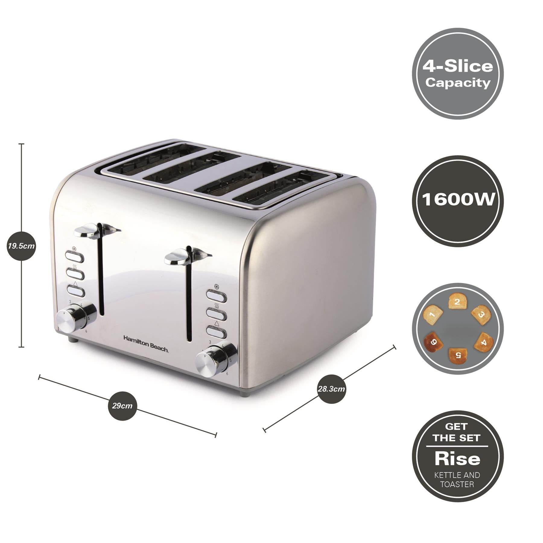 Hamilton Beach Rise Stainless Steel 4 Slice Toaster - Brushed & Polished - Hamilton Beach UK