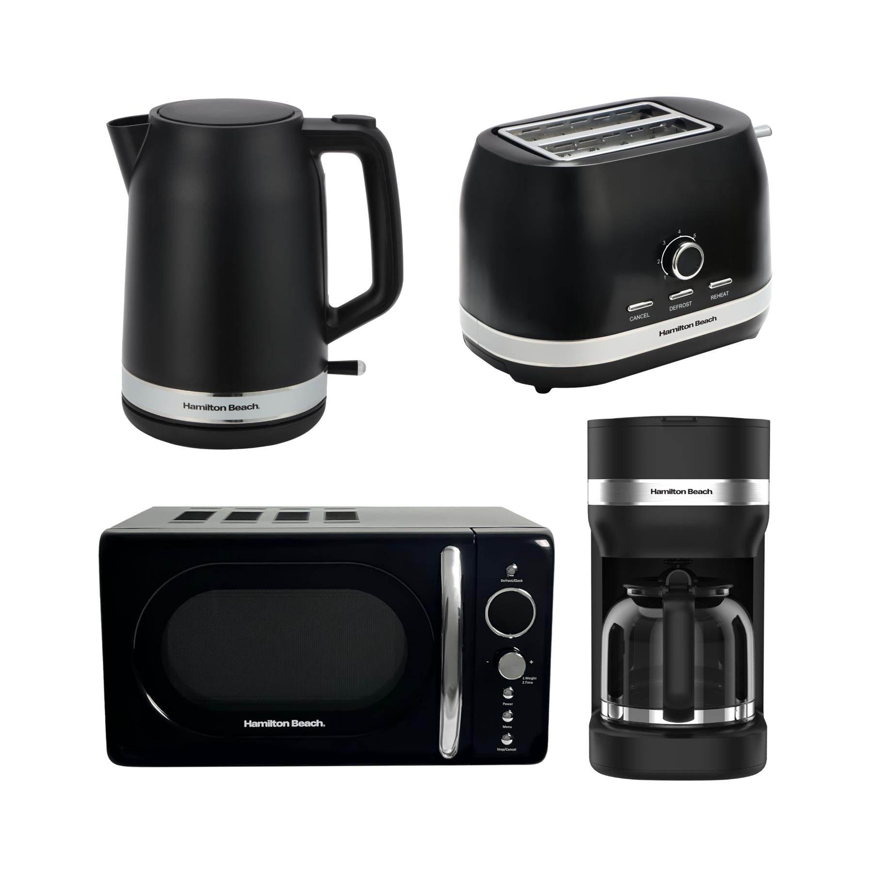 Hamilton Beach Ella Kettle, Toaster, Microwave & Coffee Machine Set - Black - Hamilton Beach UK