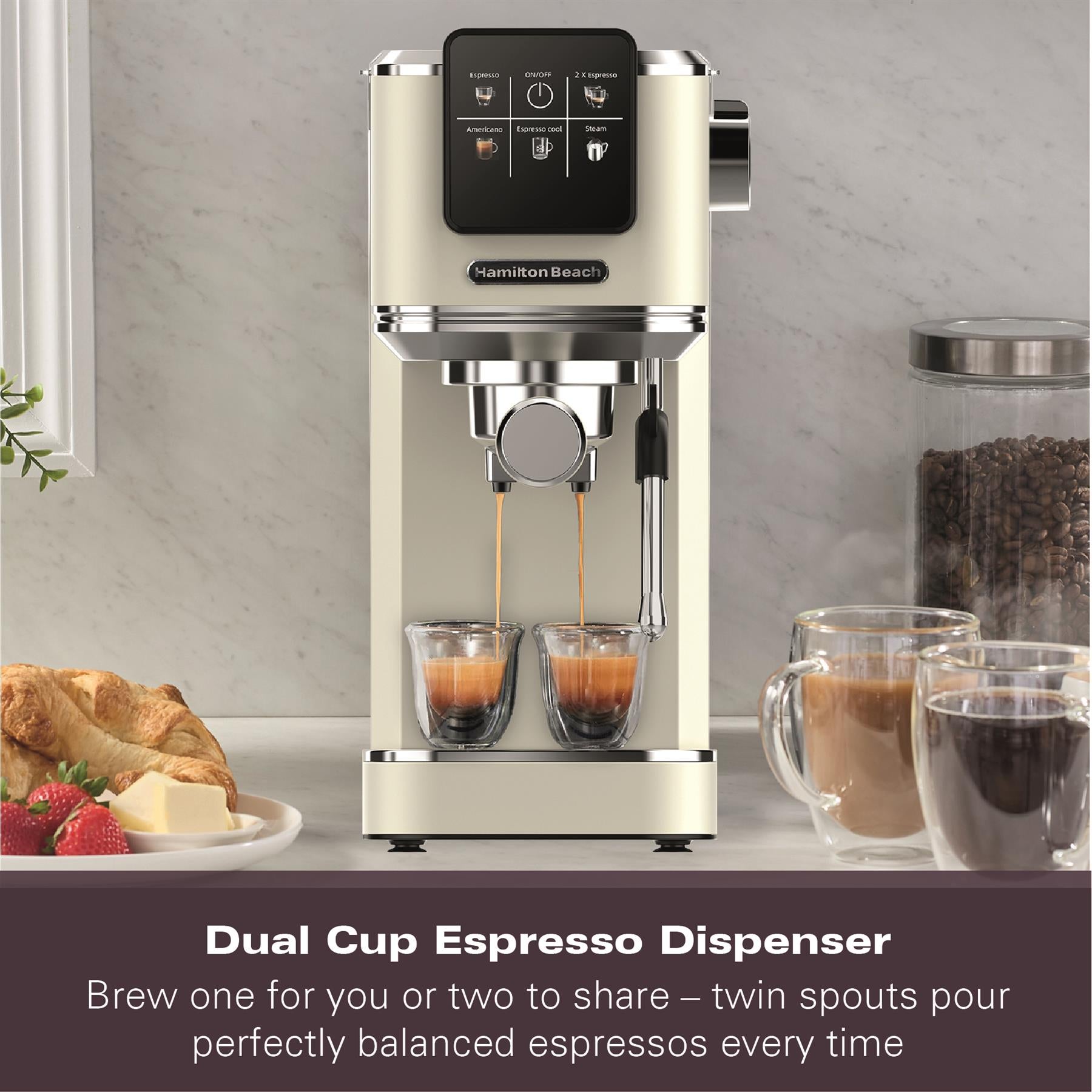 Hamilton Beach BaristaPro Touch 5-in-1 Espresso Machine Cream