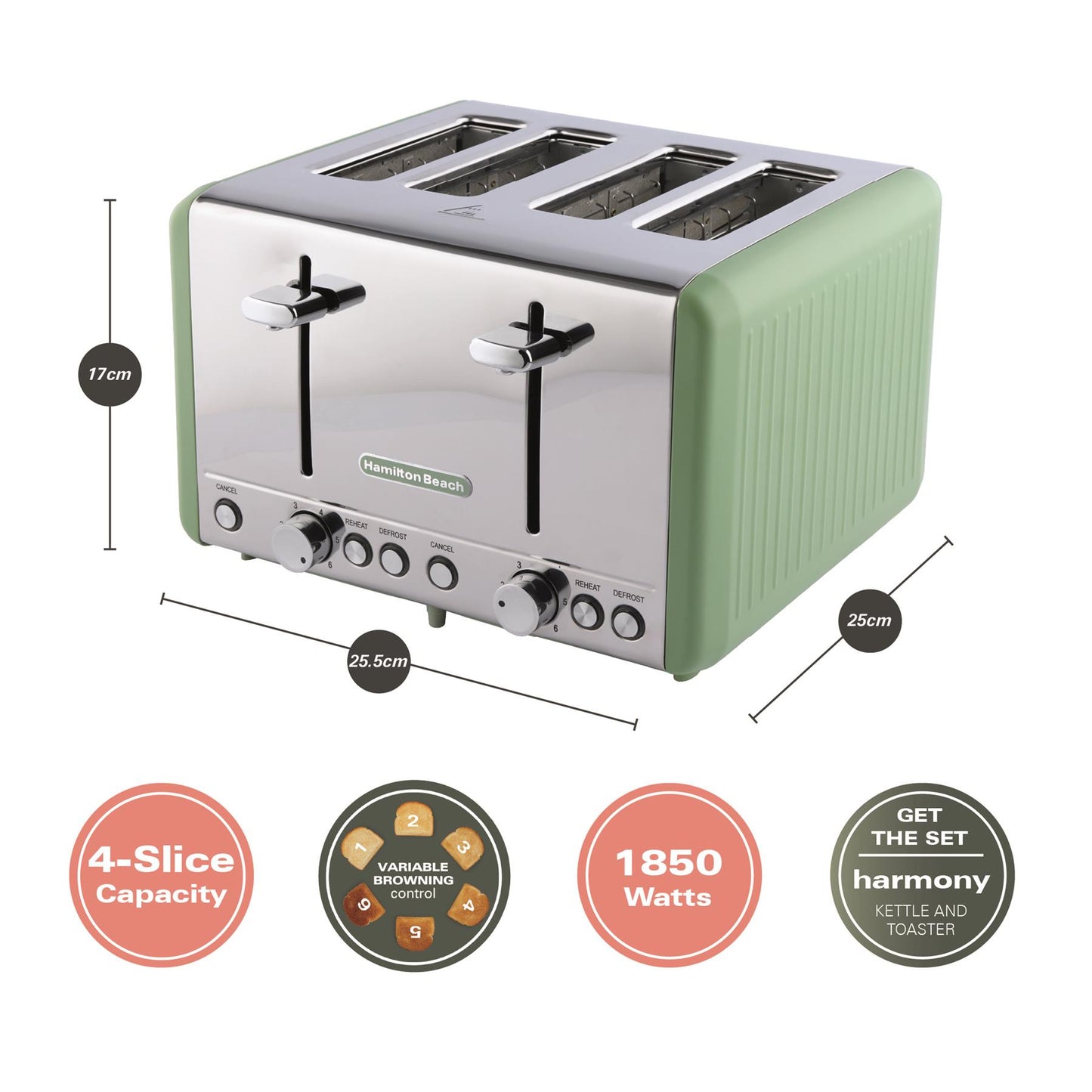 Hamilton Beach Harmony 4 Slice Toaster Matcha