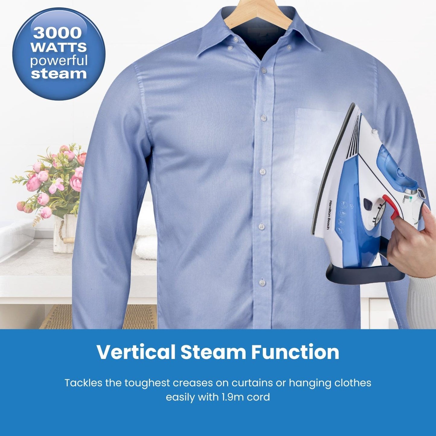 Hamilton Beach Pro SteamMax White & Blue Steam Iron