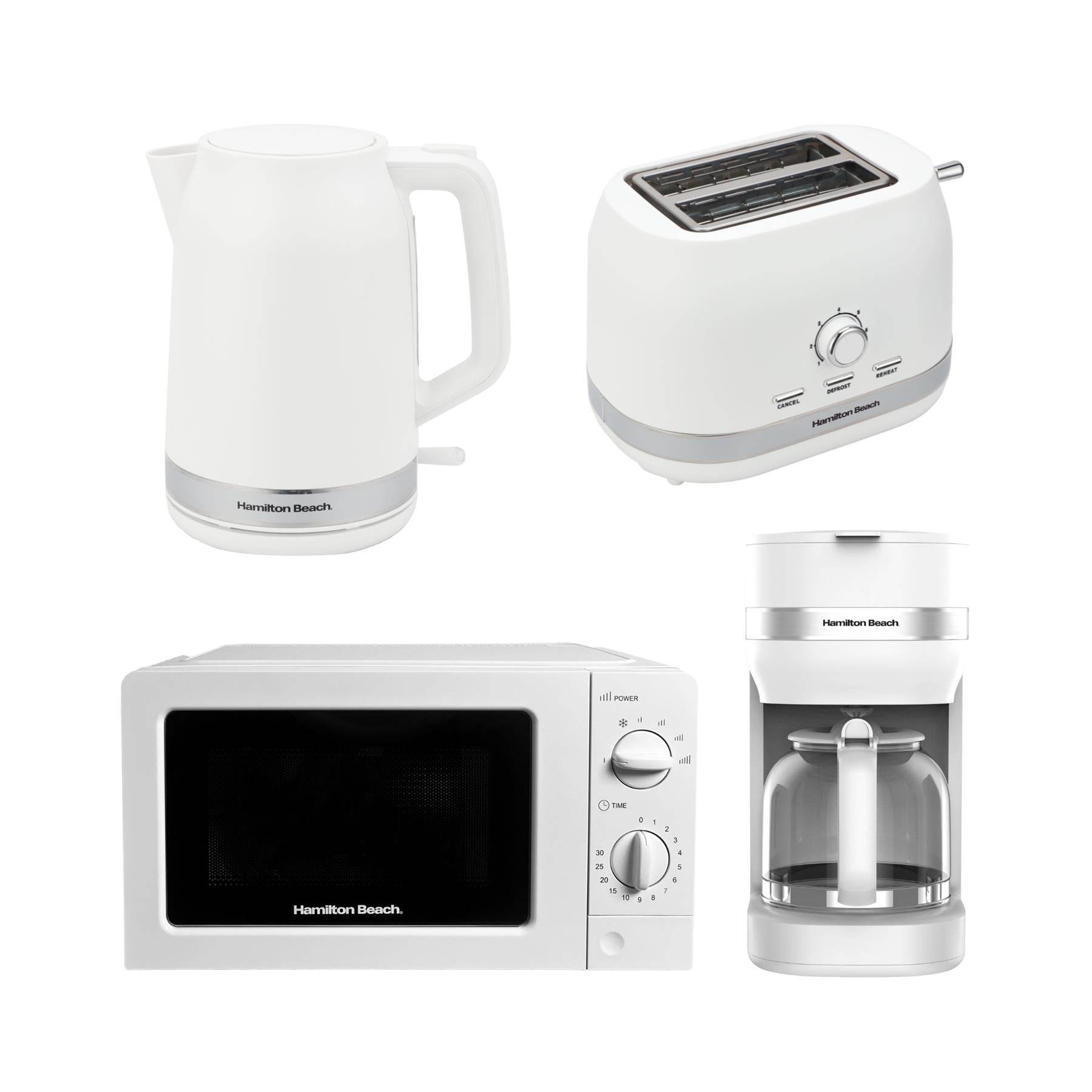 Hamilton Beach Ella Kettle, Toaster, Microwave & Coffee Machine Set - White - Hamilton Beach UK