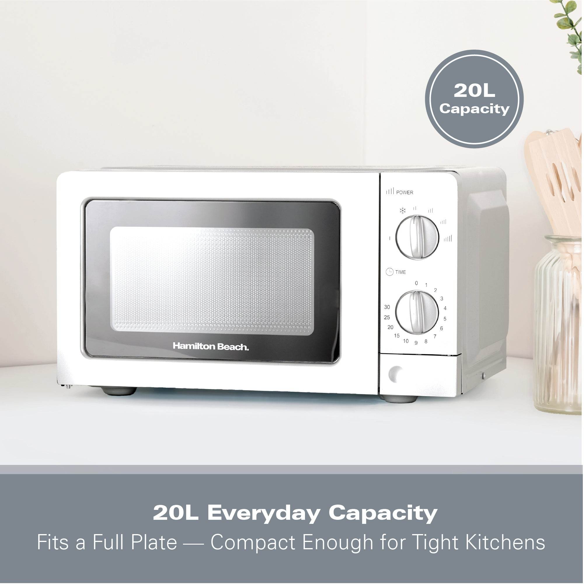 Hamilton Beach 20L Standard Microwave - White - Hamilton Beach UK