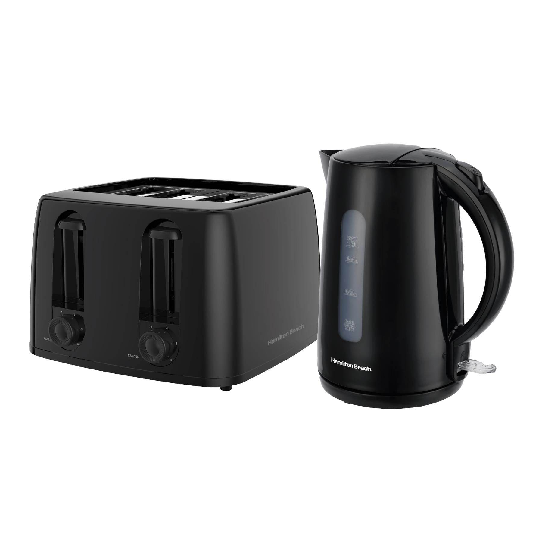 Hamilton Beach Essential Rapid Boil Kettle & 4 Slice Toaster Set - Black - Hamilton Beach UK