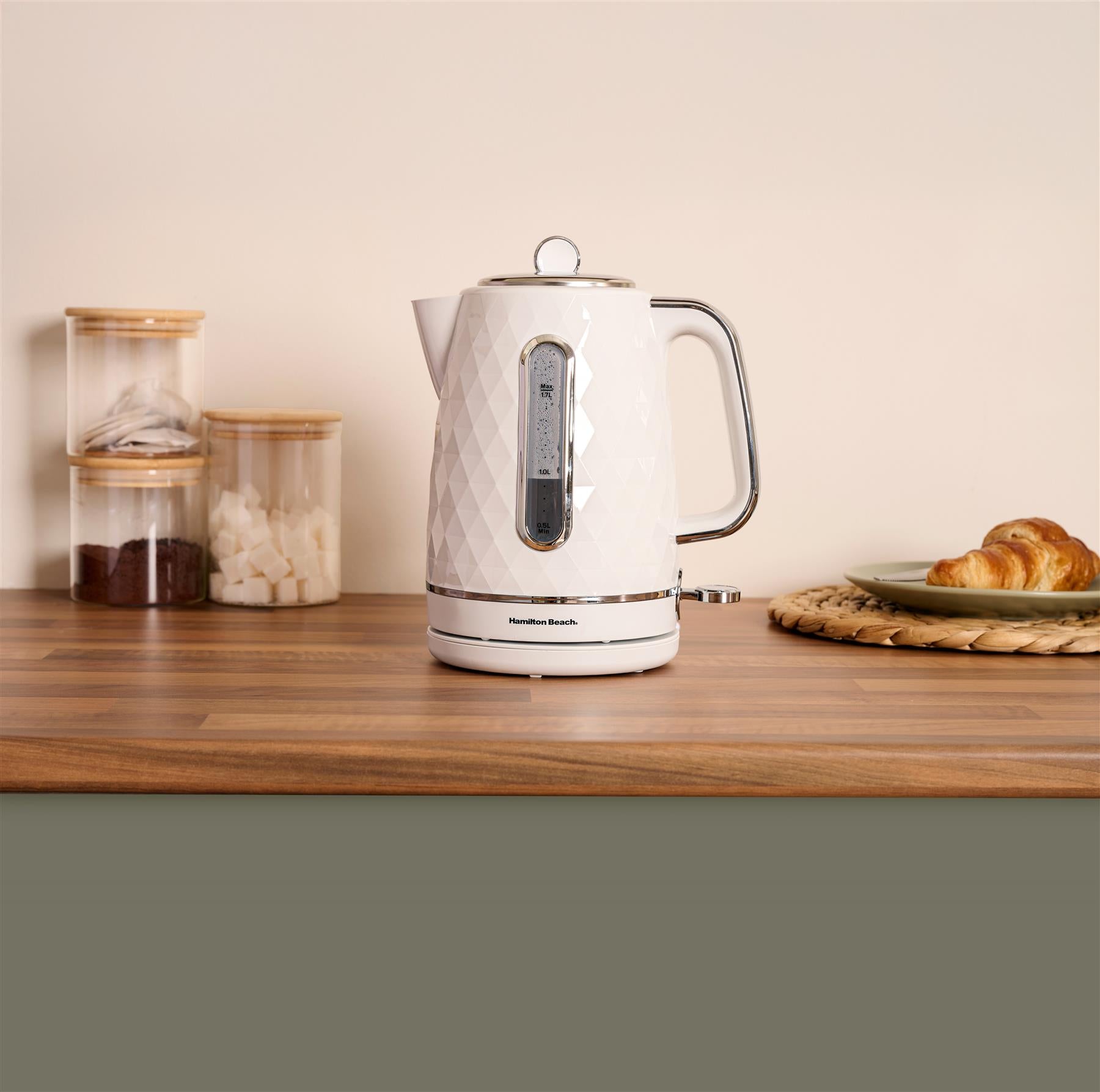 Hamilton Beach Diamond Kettle & Toaster Set White