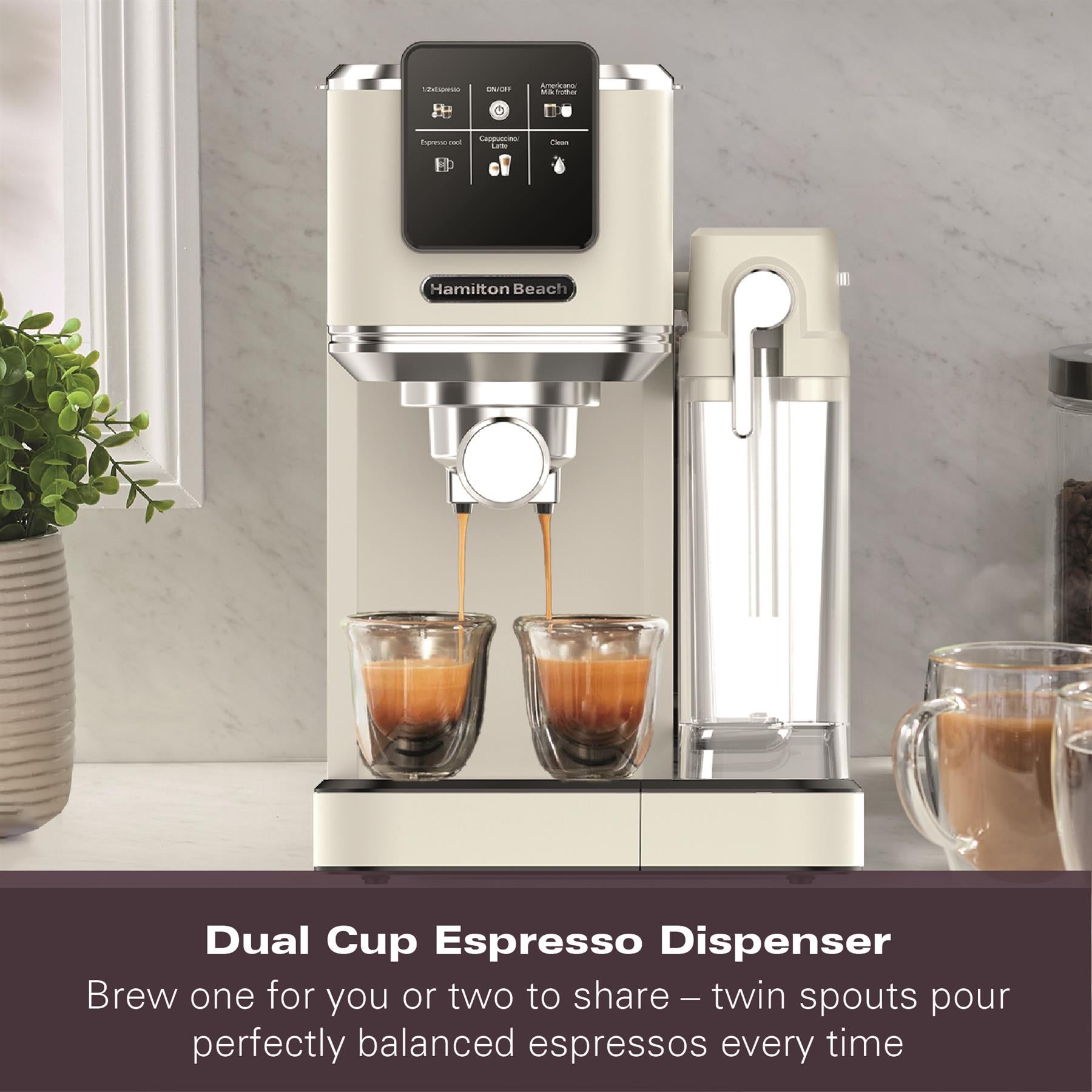 Hamilton Beach BaristaPro+ Touch 8-in-1 Espresso Machine Cream