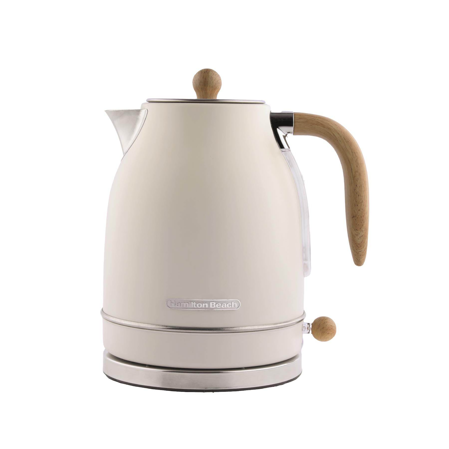 Hamilton Beach Scandi 1.7L Jug Kettle - Matte Cream with Wood Effect - Hamilton Beach UK