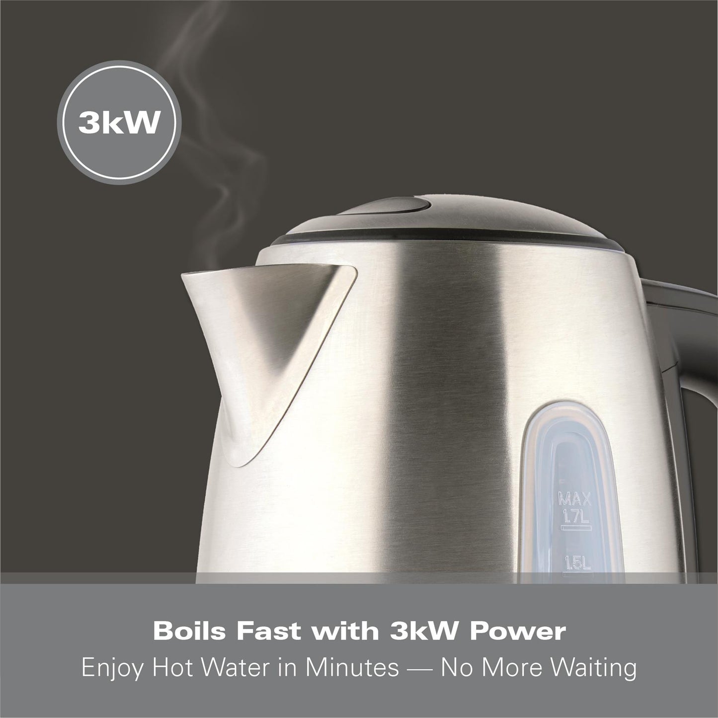 Hamilton Beach Rise 1.7L Brushed Stainless Steel Kettle