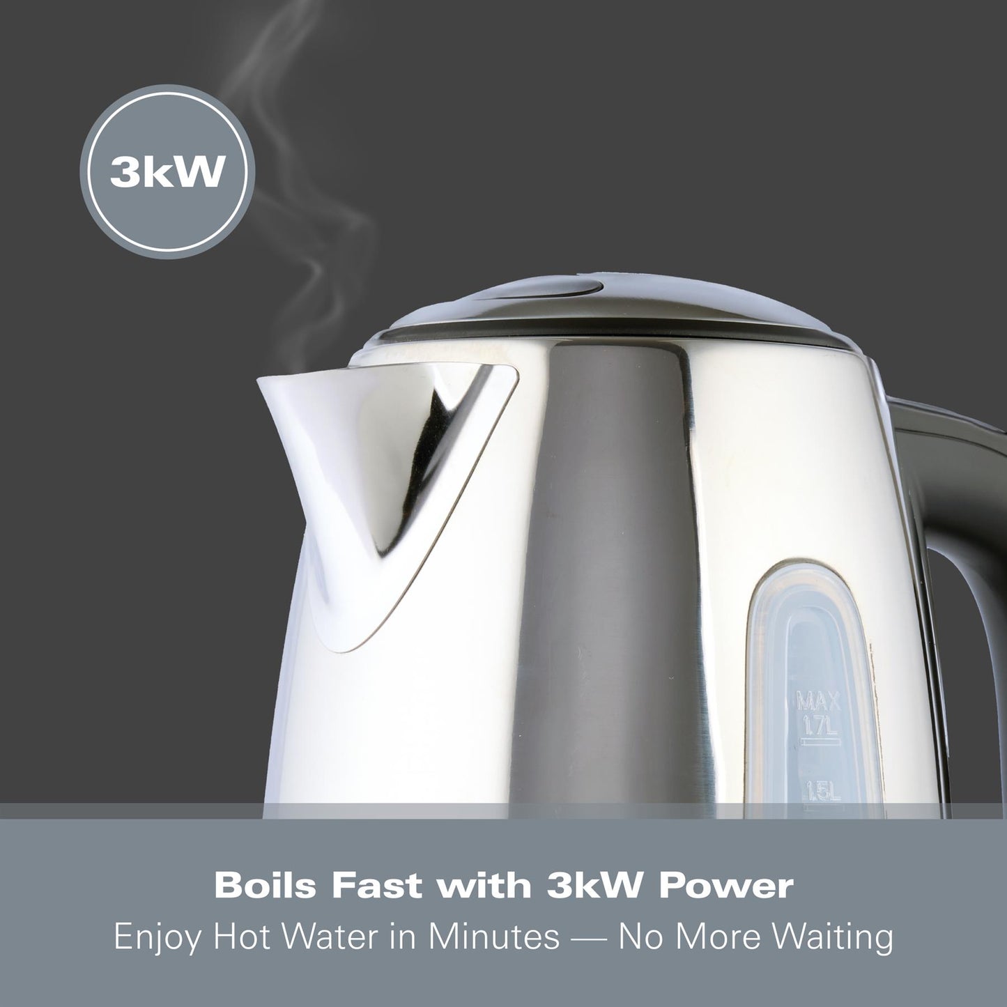 Hamilton Beach Rise 1.7L Polished Stainless Steel Kettle