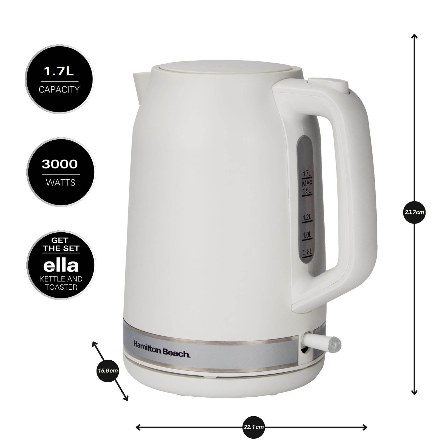 Hamilton Beach Ella 1.7L Kettle - Matte White - Hamilton Beach UK