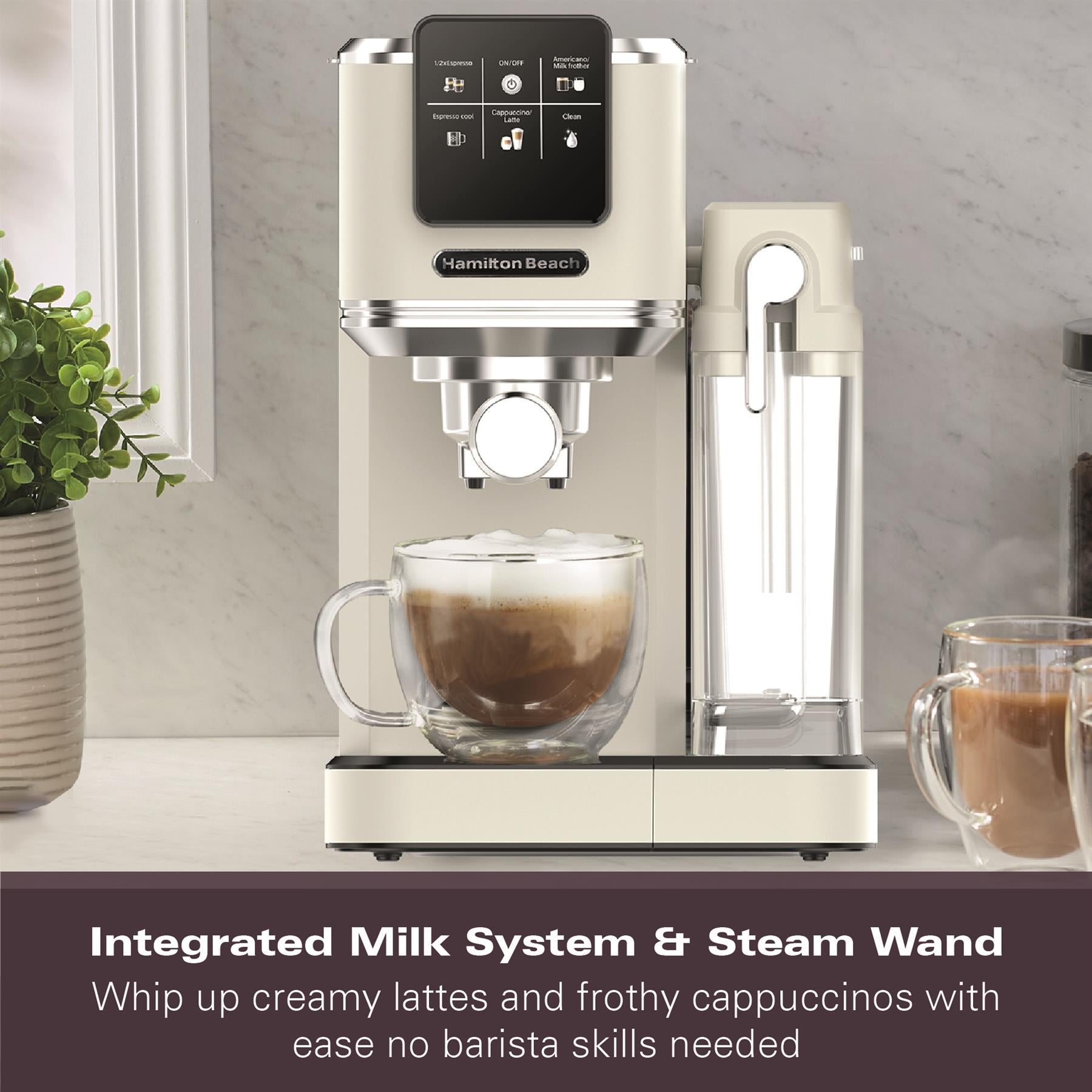Hamilton Beach BaristaPro+ Touch 8-in-1 Espresso Machine Cream