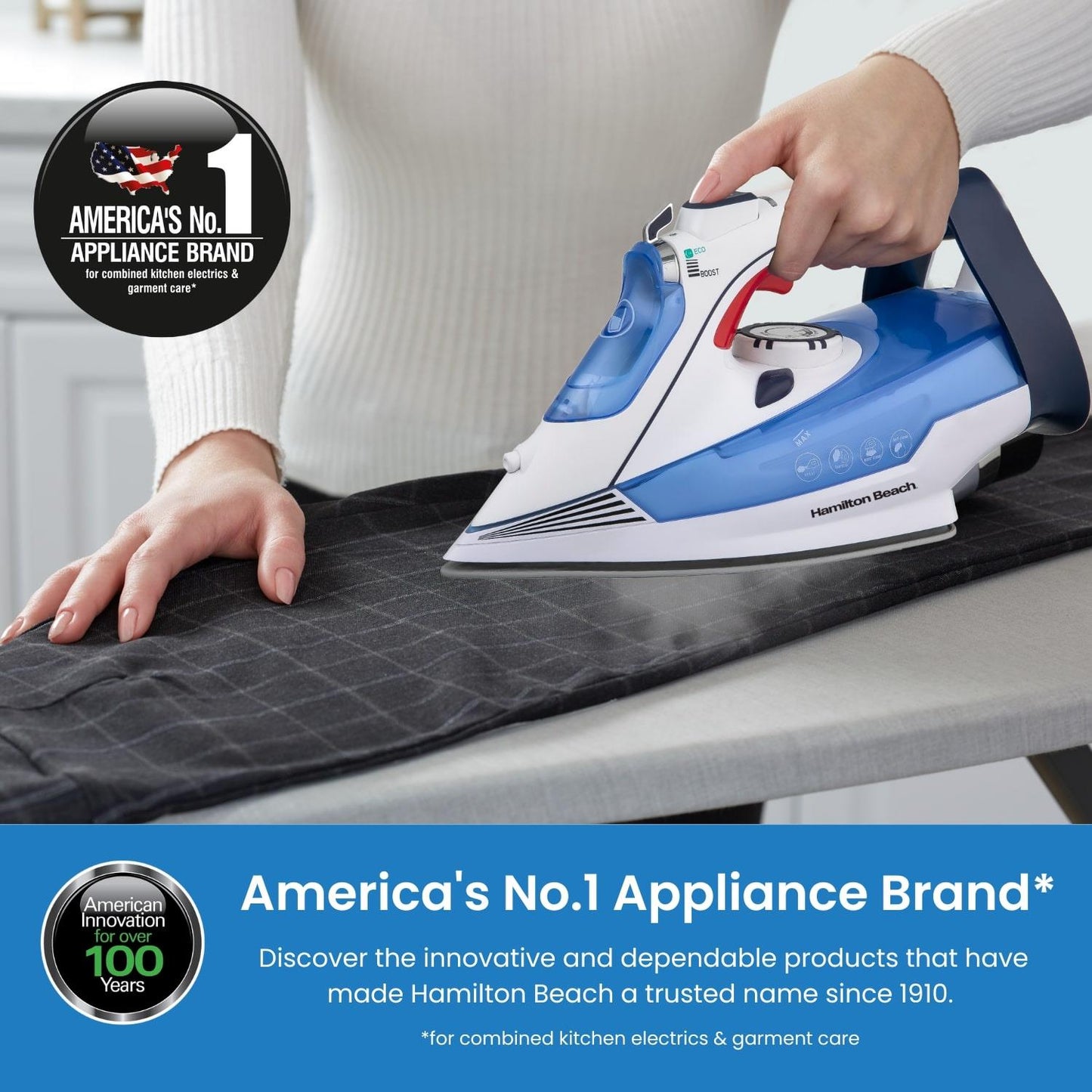Hamilton Beach Pro SteamMax White & Blue Steam Iron