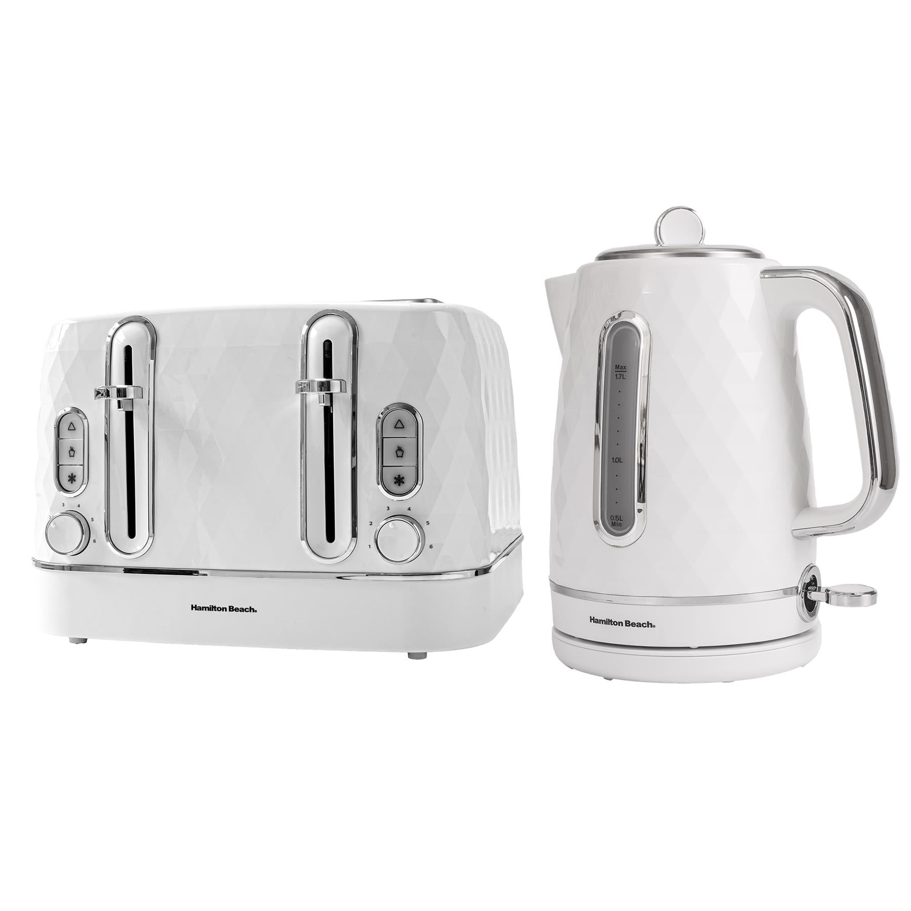 Hamilton Beach Diamond Kettle & Toaster Set White
