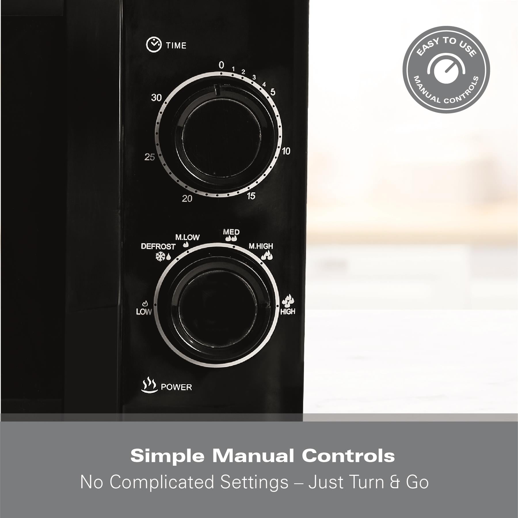 Hamilton Beach 20L Manual Black Microwave With Stainless Steel Cavity