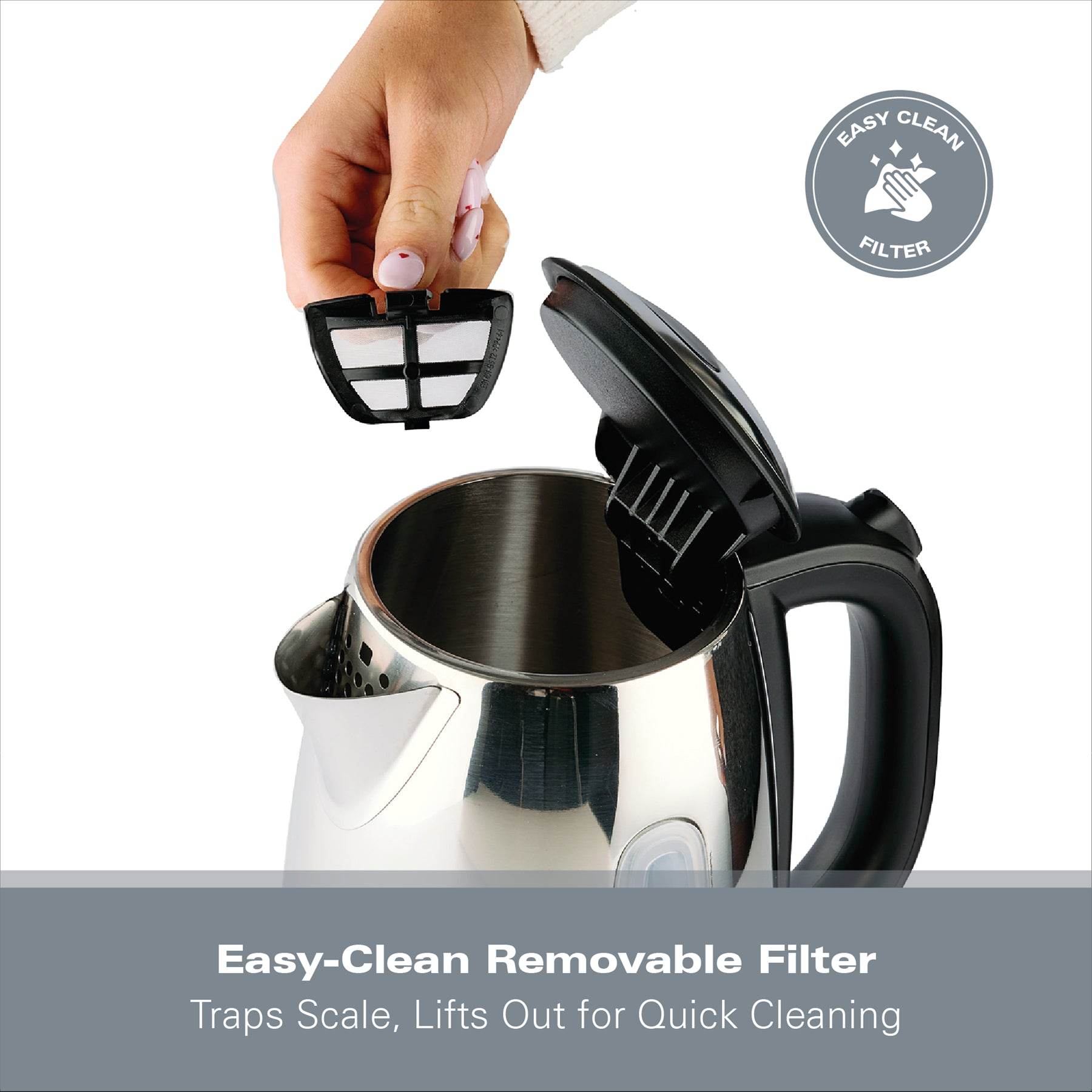 Hamilton Beach Rise Stainless Steel 1.7L Kettle - Polished - Hamilton Beach UK