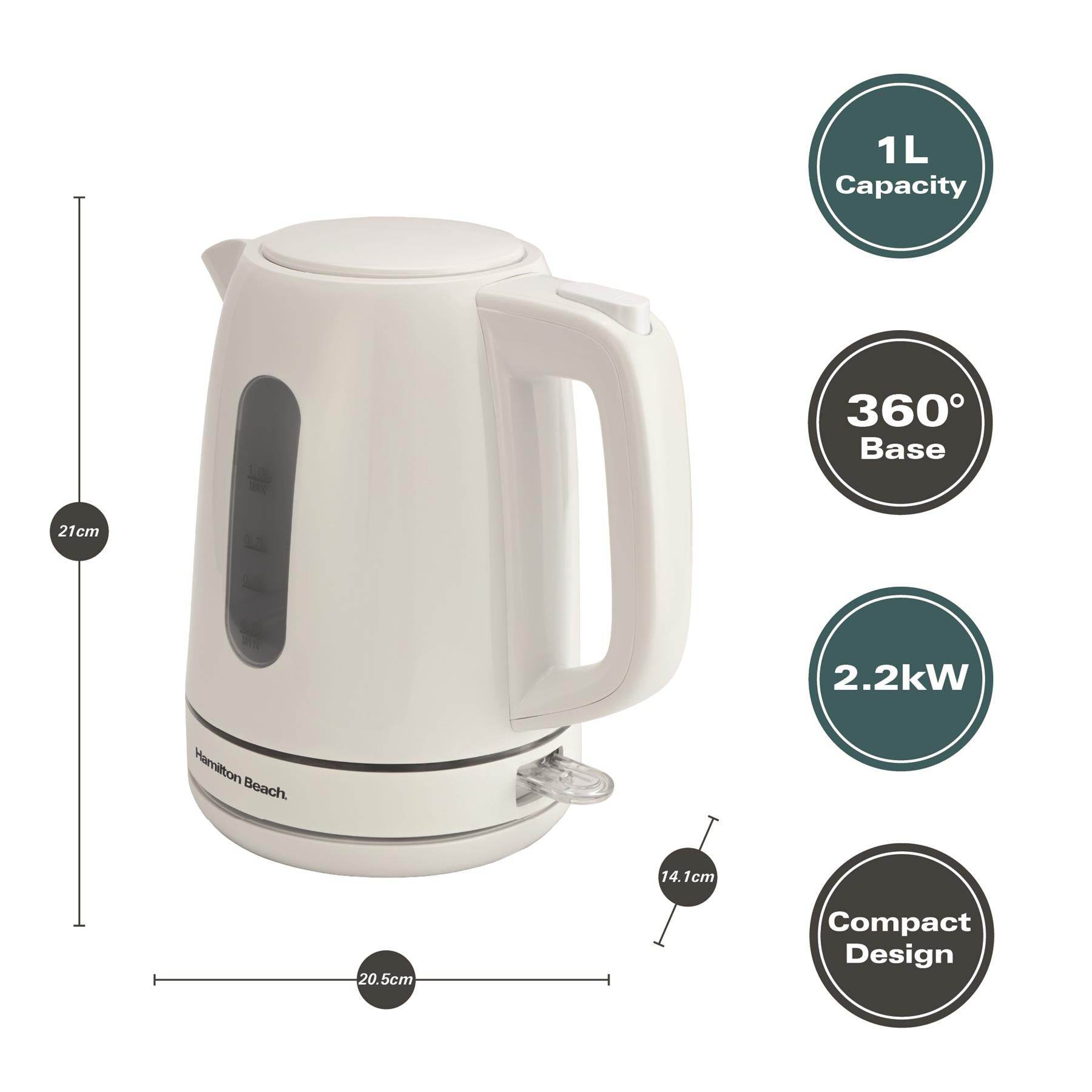 Hamilton Beach Compact 1L Kettle & Essential 2 Slice Toaster Set - White - Hamilton Beach UK