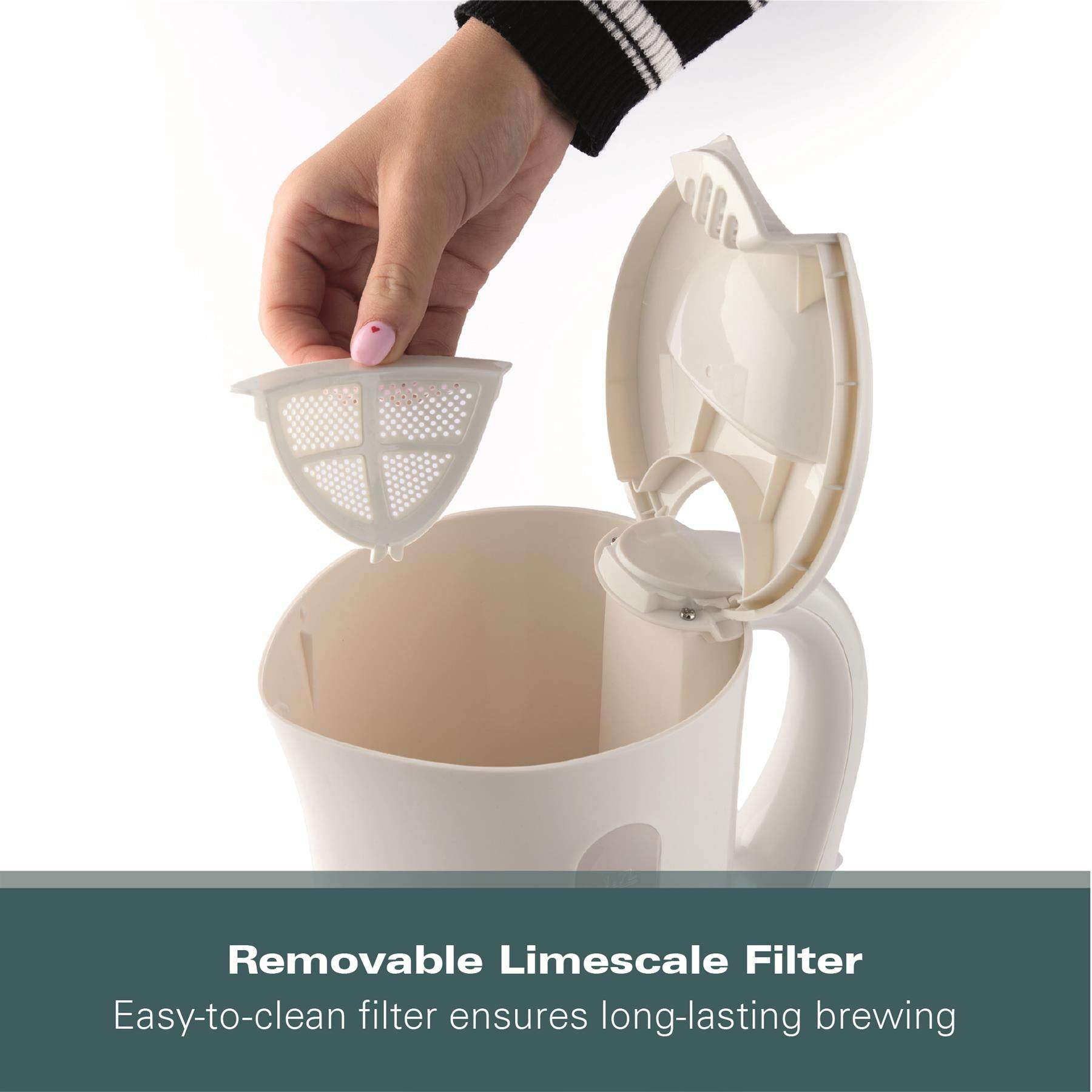 Hamilton Beach Essential 1.7L Plastic Kettle - Cream - Hamilton Beach UK