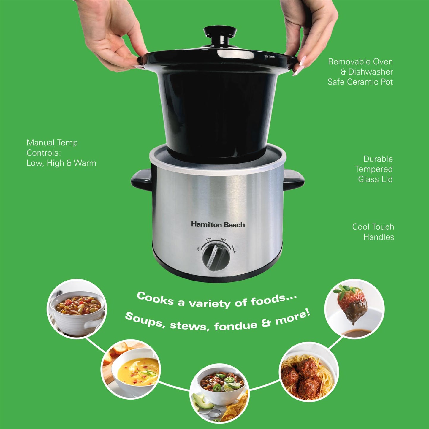 Hamilton Beach 'The Mighty Mini' 1.8L Silver Slow Cooker