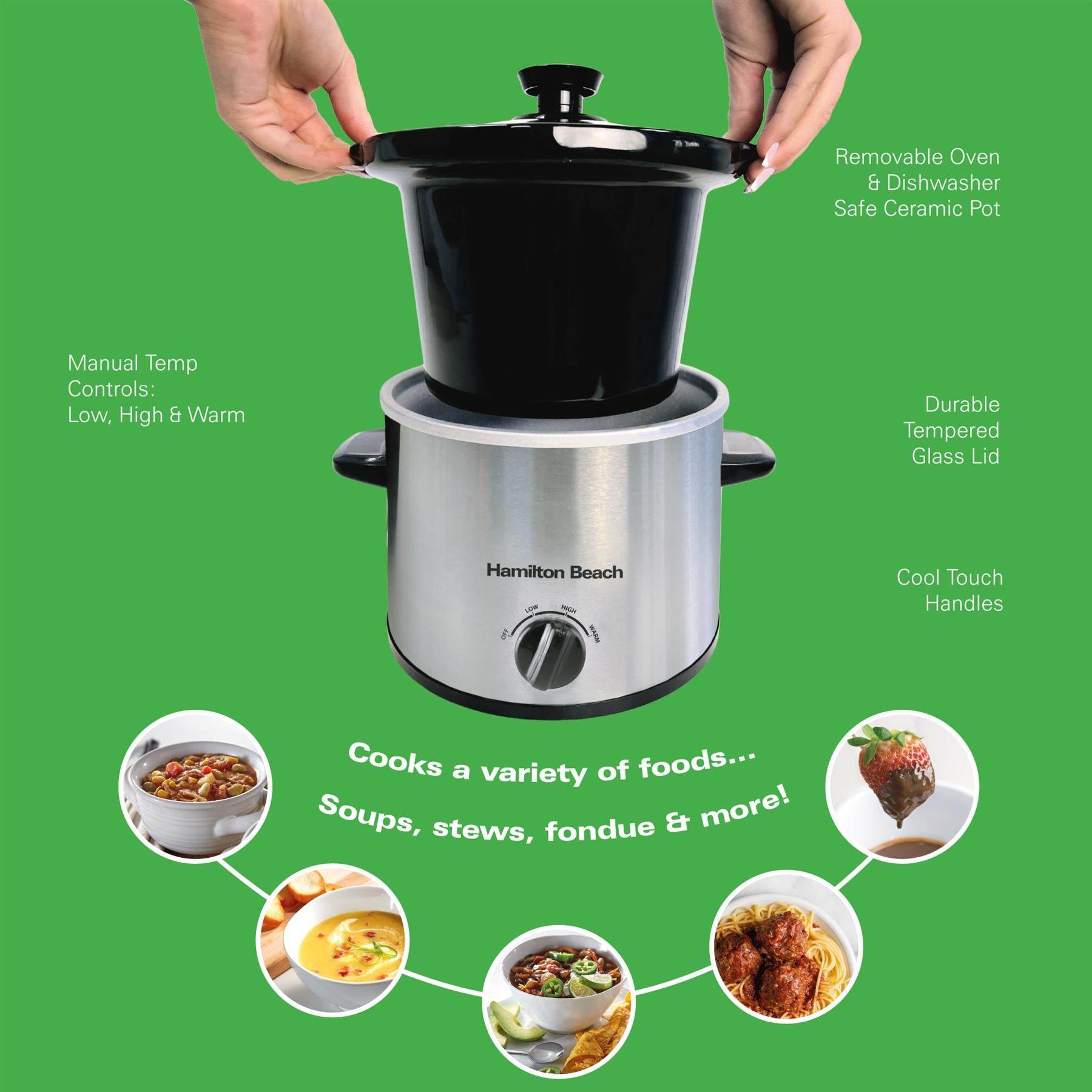 Hamilton Beach The Mighty Mini 1.8L Slow Cooker - Silver - Hamilton Beach UK