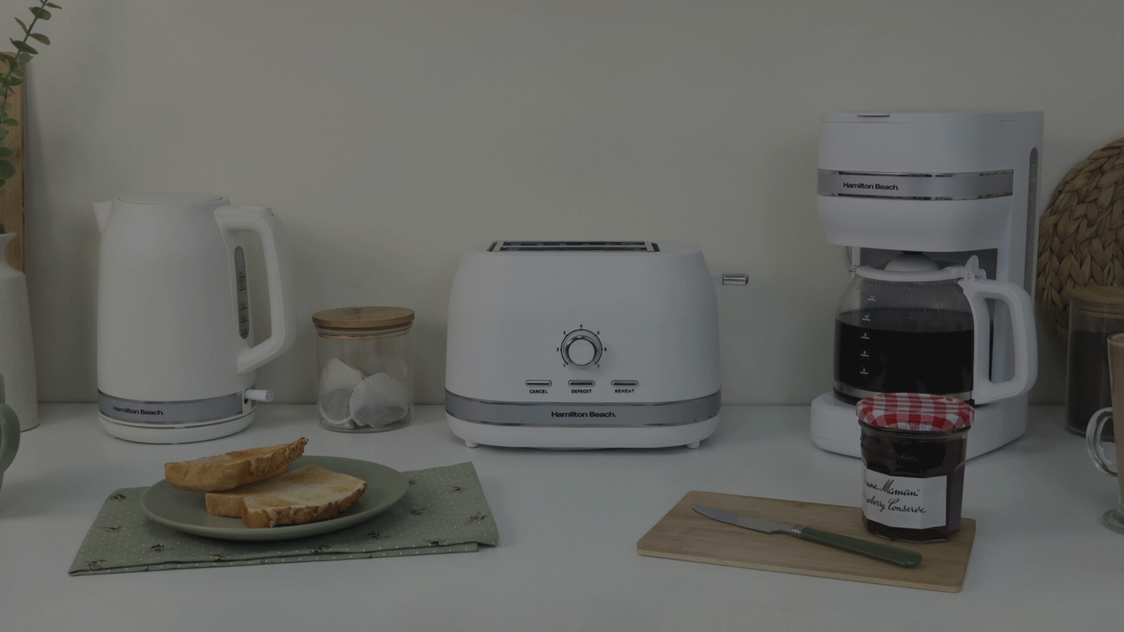 Hamilton Beach Ella Kettle, Toaster, Microwave & Coffee Machine Set - White