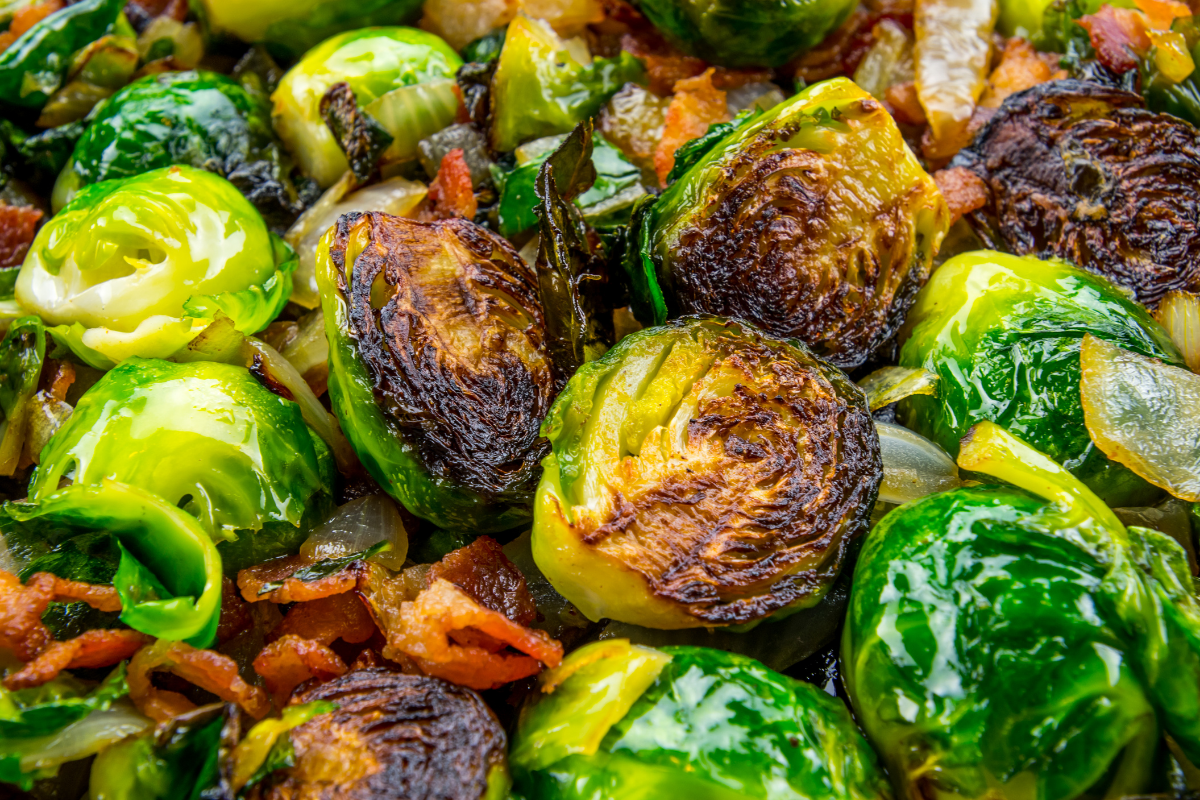 Glazed Brussel Sprouts with Bacon