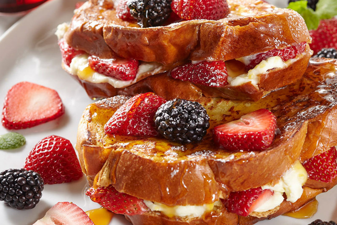 Strawberry Mascarpone Stuffed French Toast